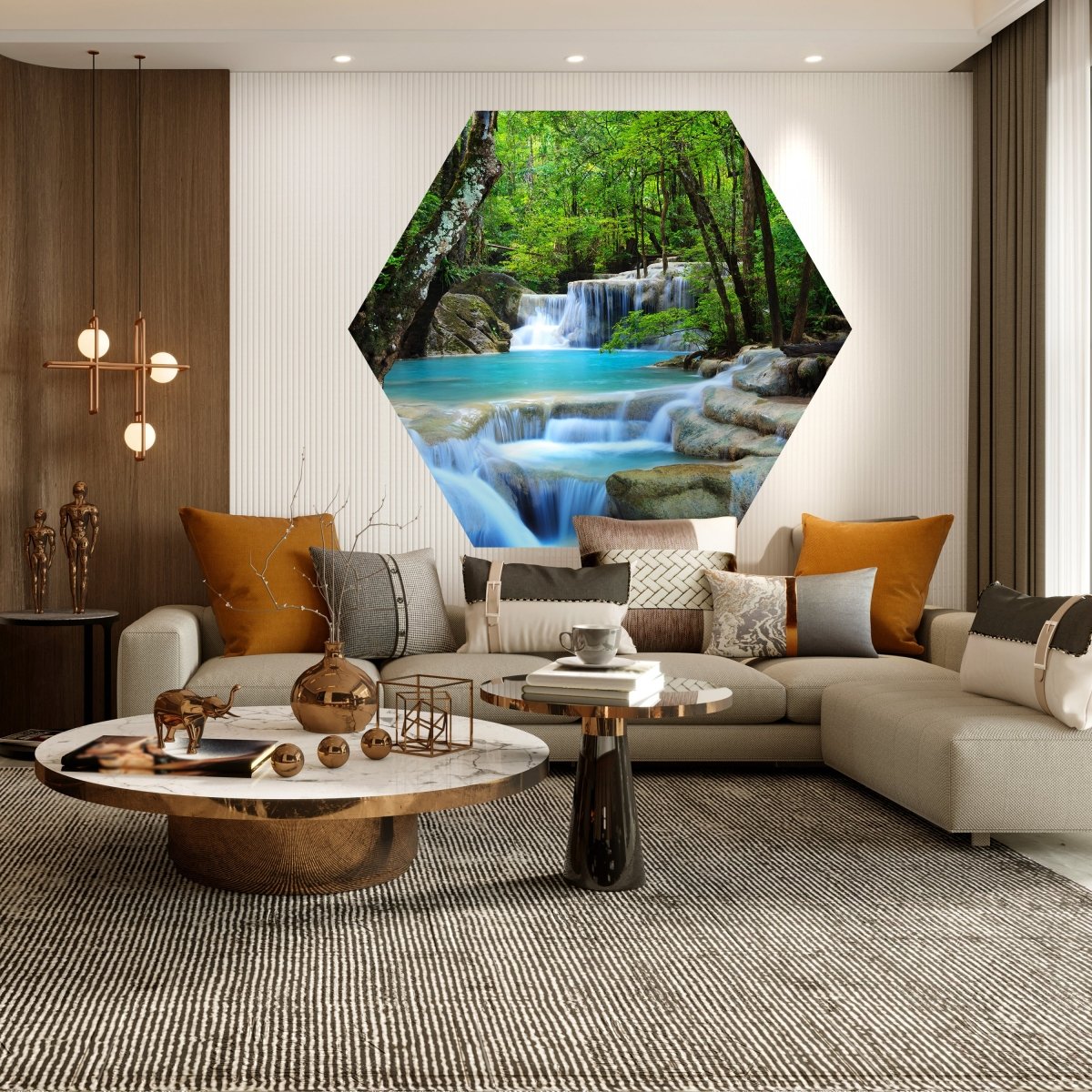 Hexagon-Fototapete Wasserfall im Wald M0001 - Bild 3 Hexagon-Fototapete Wasserfall im Wald M0001 - Bild 3