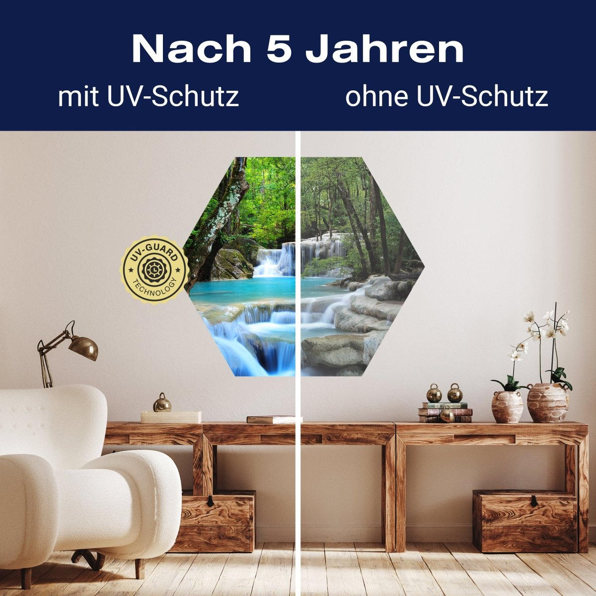 Hexagon-Fototapete Wasserfall im Wald M0001 - Bild 9 Hexagon-Fototapete Wasserfall im Wald M0001 - Bild 9