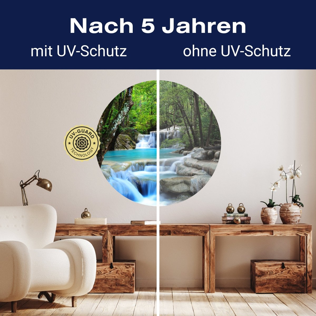 Runde Fototapete Wasserfall im Wald M0001 - Bild 9 Runde Fototapete Wasserfall im Wald M0001 - Bild 9