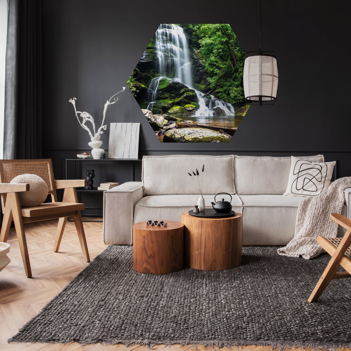 Hexagon-Fototapete Wasserfall mit Bach M0006 - Bild 2 Hexagon-Fototapete Wasserfall mit Bach M0006 - Bild 2