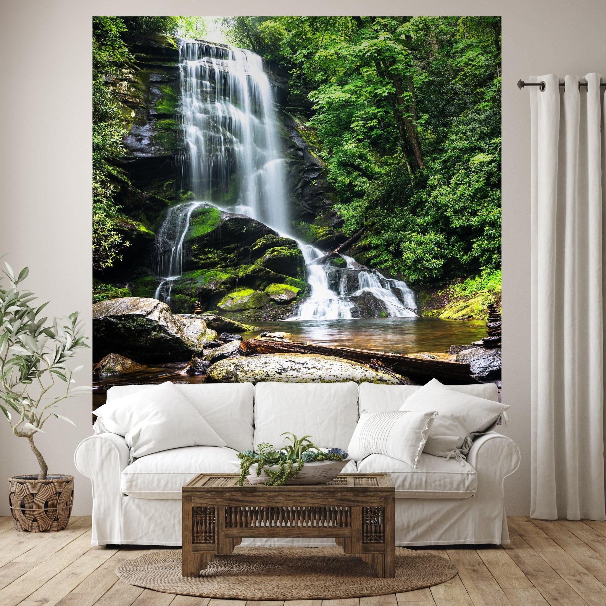 Quadratische Fototapete Wasserfall mit Bach M0006 - Bild 1 Quadratische Fototapete Wasserfall mit Bach M0006 - Bild 1