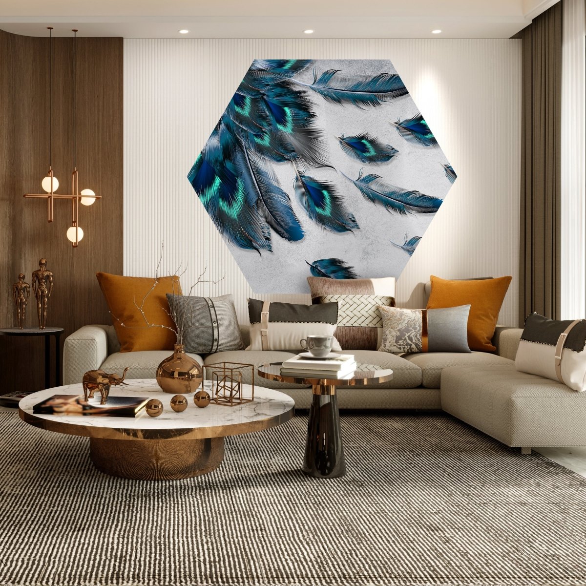 Hexagon-Fototapete Pfauenfedern M0008 - Bild 3 Hexagon-Fototapete Pfauenfedern M0008 - Bild 3