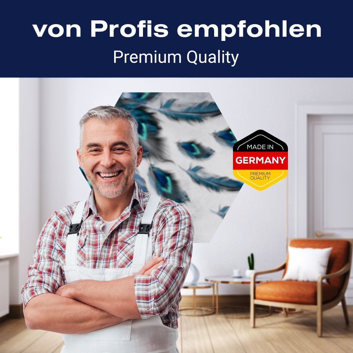 Hexagon-Fototapete Pfauenfedern M0008 - Bild 5 Hexagon-Fototapete Pfauenfedern M0008 - Bild 5