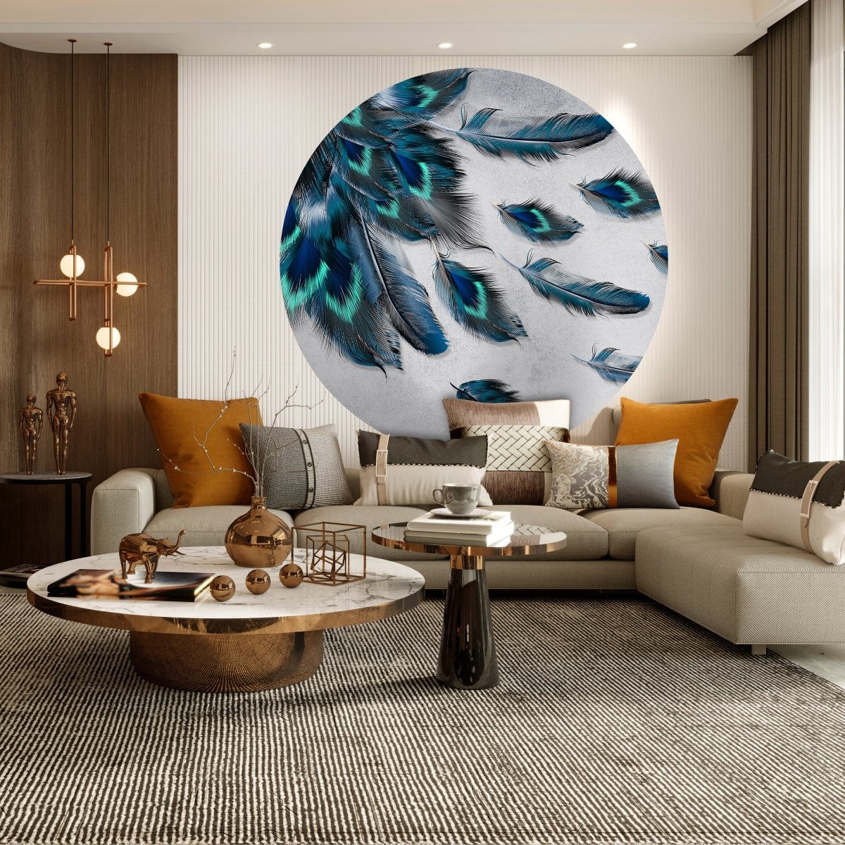 Runde Fototapete Pfauenfedern M0008 - Bild 3 Runde Fototapete Pfauenfedern M0008 - Bild 3