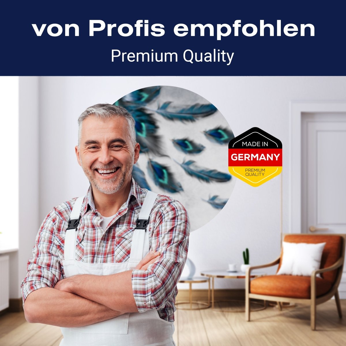 Runde Fototapete Pfauenfedern M0008 - Bild 5 Runde Fototapete Pfauenfedern M0008 - Bild 5