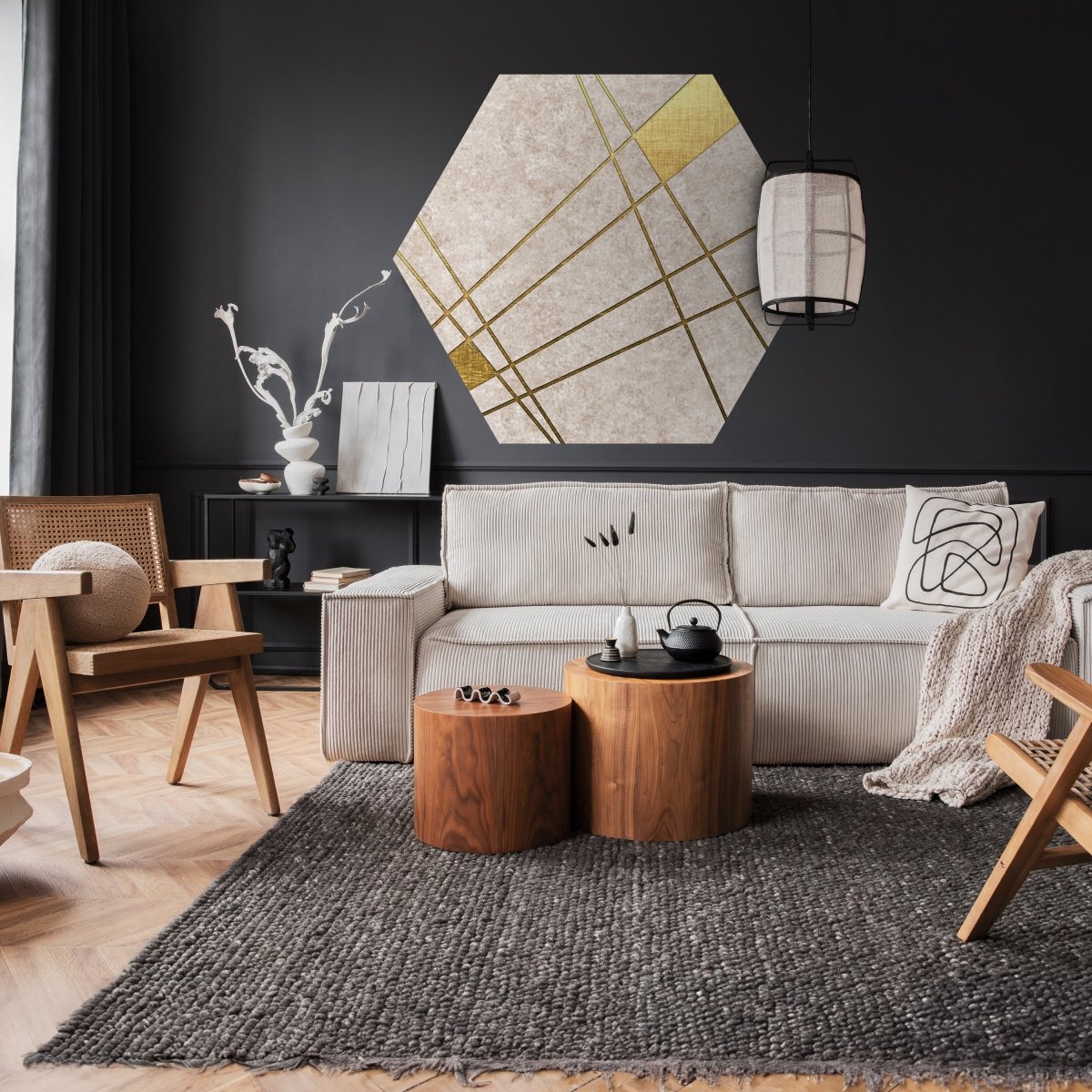 Hexagon-Fototapete Abstrakte goldene Linien M0009 - Bild 2 Hexagon-Fototapete Abstrakte goldene Linien M0009 - Bild 2