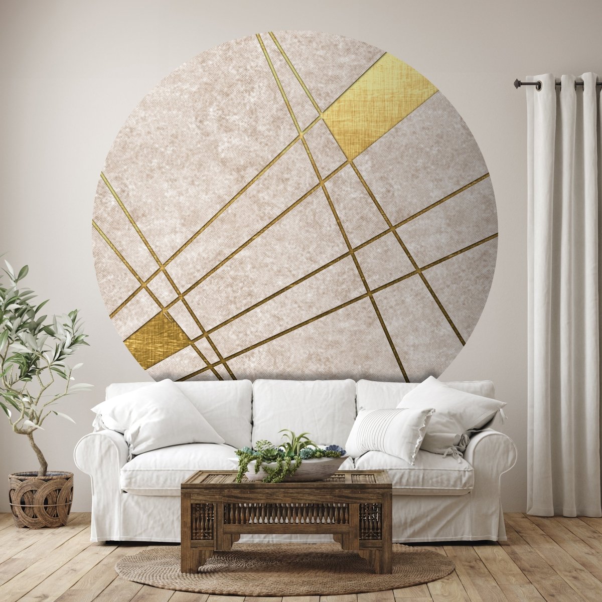 Runde Fototapete Abstrakte goldene Linien M0009 - Bild 1 Runde Fototapete Abstrakte goldene Linien M0009 - Bild 1