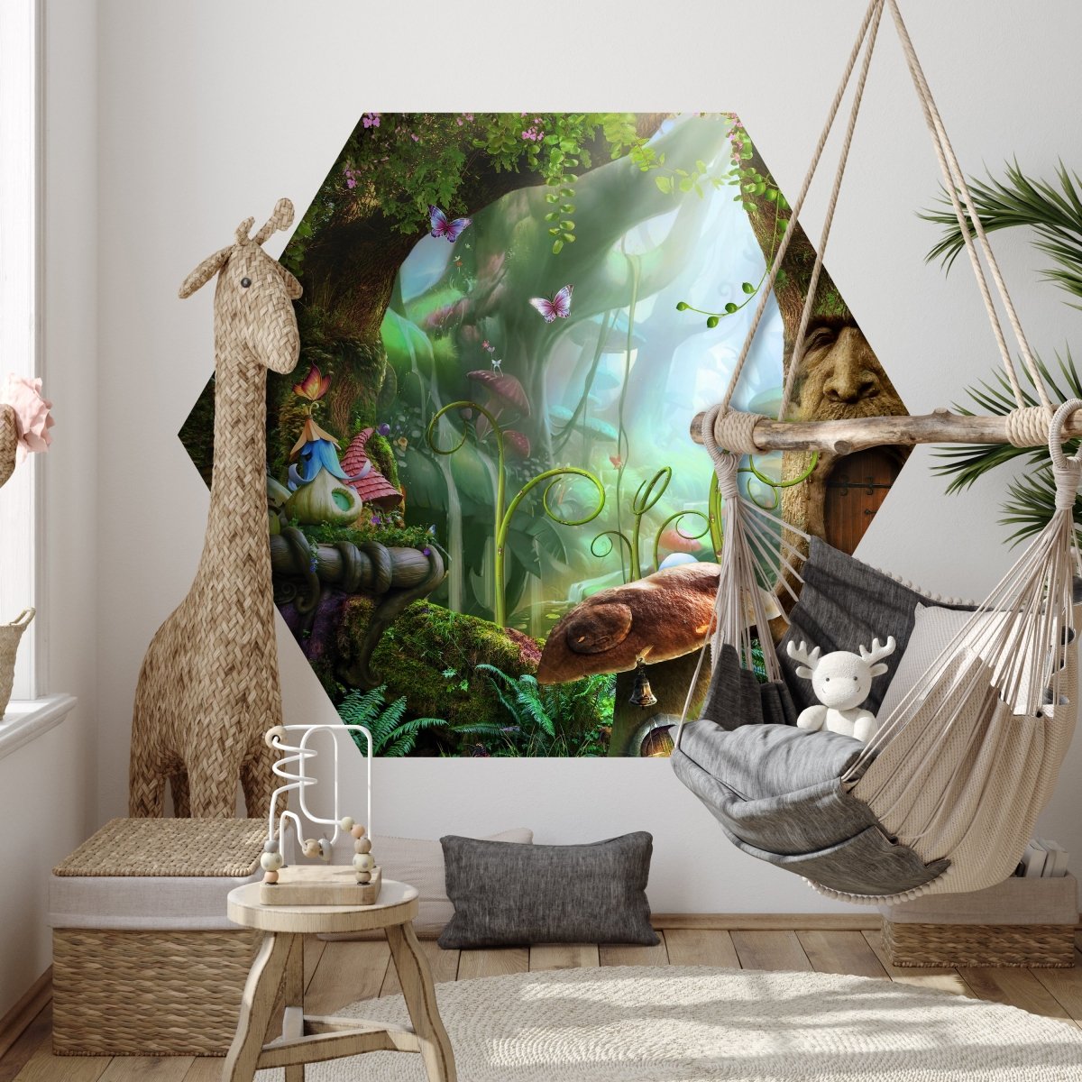 Hexagon-Fototapete Märchenwald mit Pilzhäusern M0010 - Bild 3 Hexagon-Fototapete Märchenwald mit Pilzhäusern M0010 - Bild 3