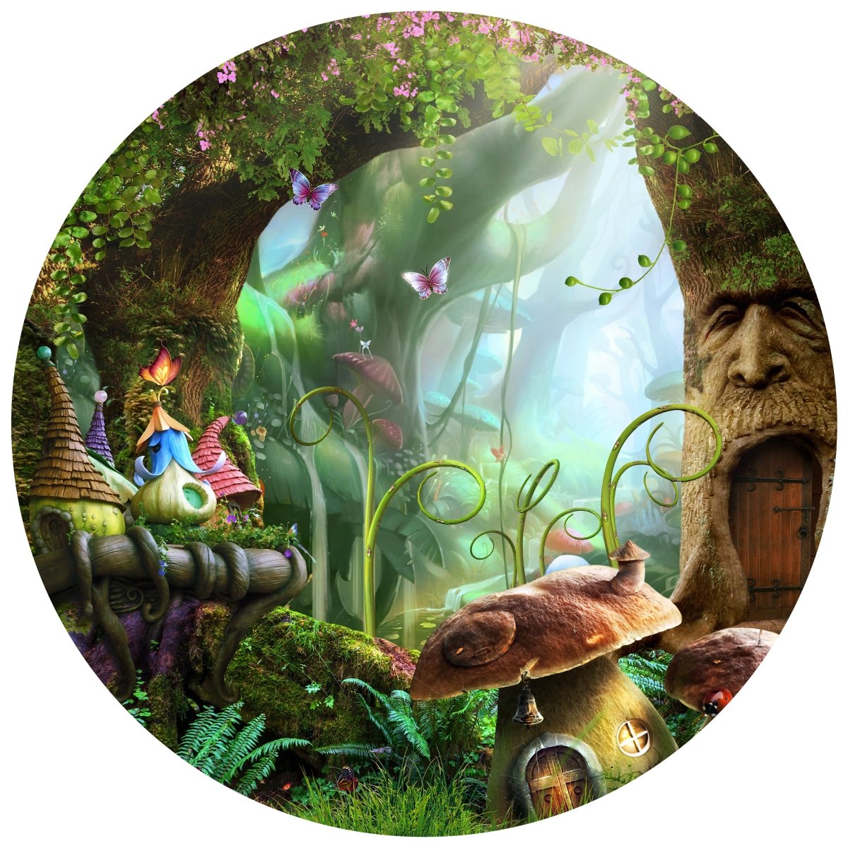 Runde Fototapete Märchenwald mit Pilzhäusern M0010 - Bild 11 Runde Fototapete Märchenwald mit Pilzhäusern M0010 - Bild 11