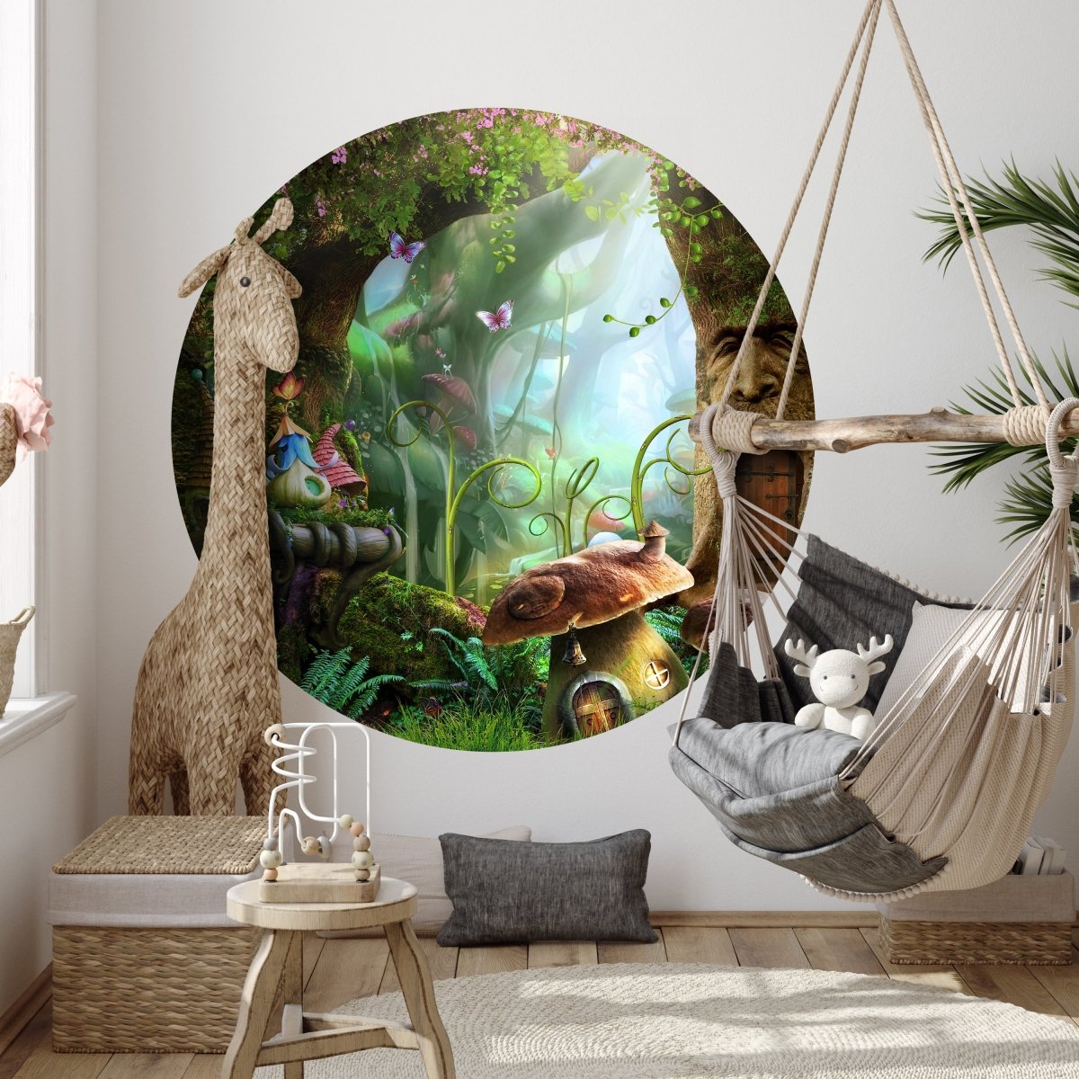 Runde Fototapete Märchenwald mit Pilzhäusern M0010 - Bild 3 Runde Fototapete Märchenwald mit Pilzhäusern M0010 - Bild 3