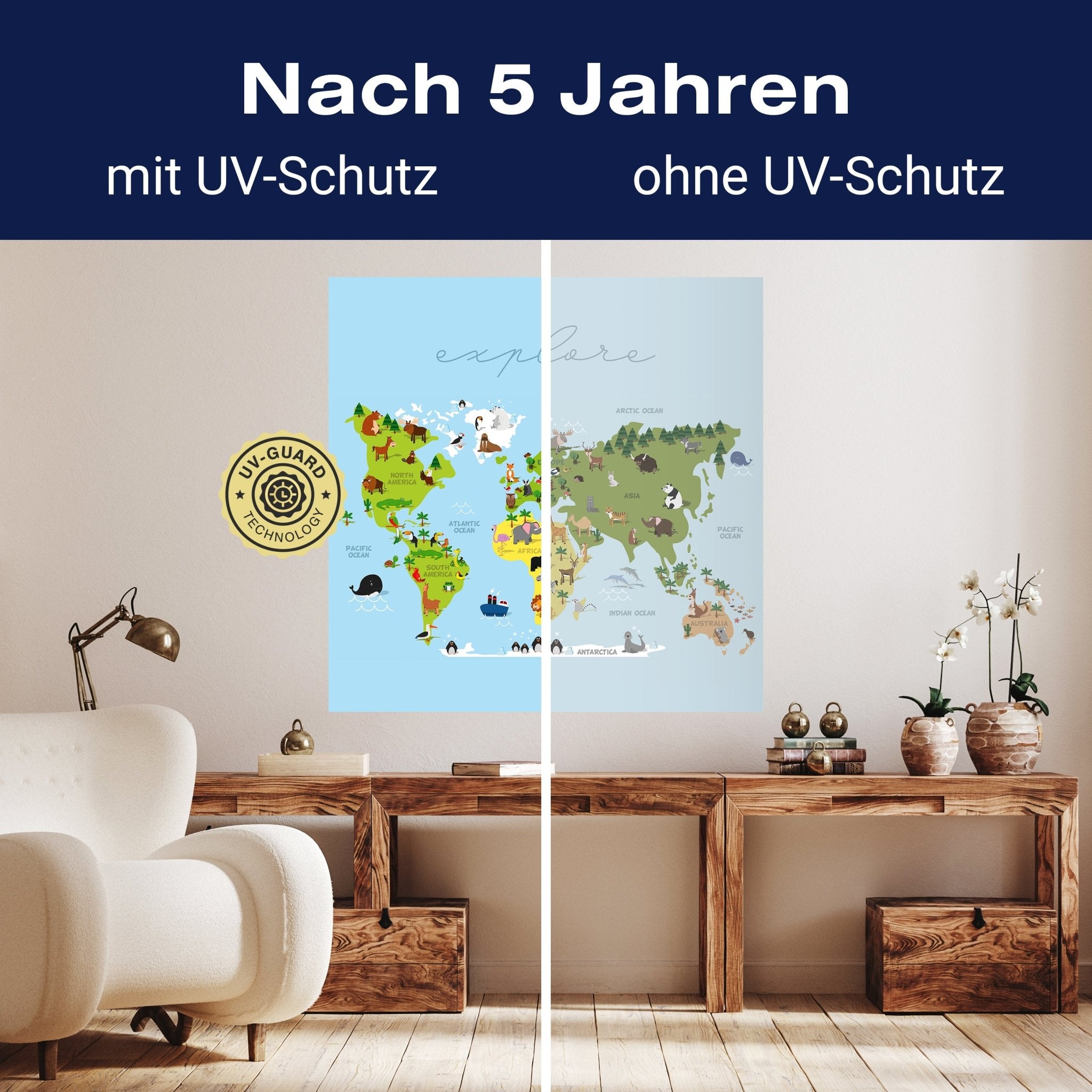 Quadratische Fototapete Weltkarte mit Tieren M0011 - Bild 9 Quadratische Fototapete Weltkarte mit Tieren M0011 - Bild 9