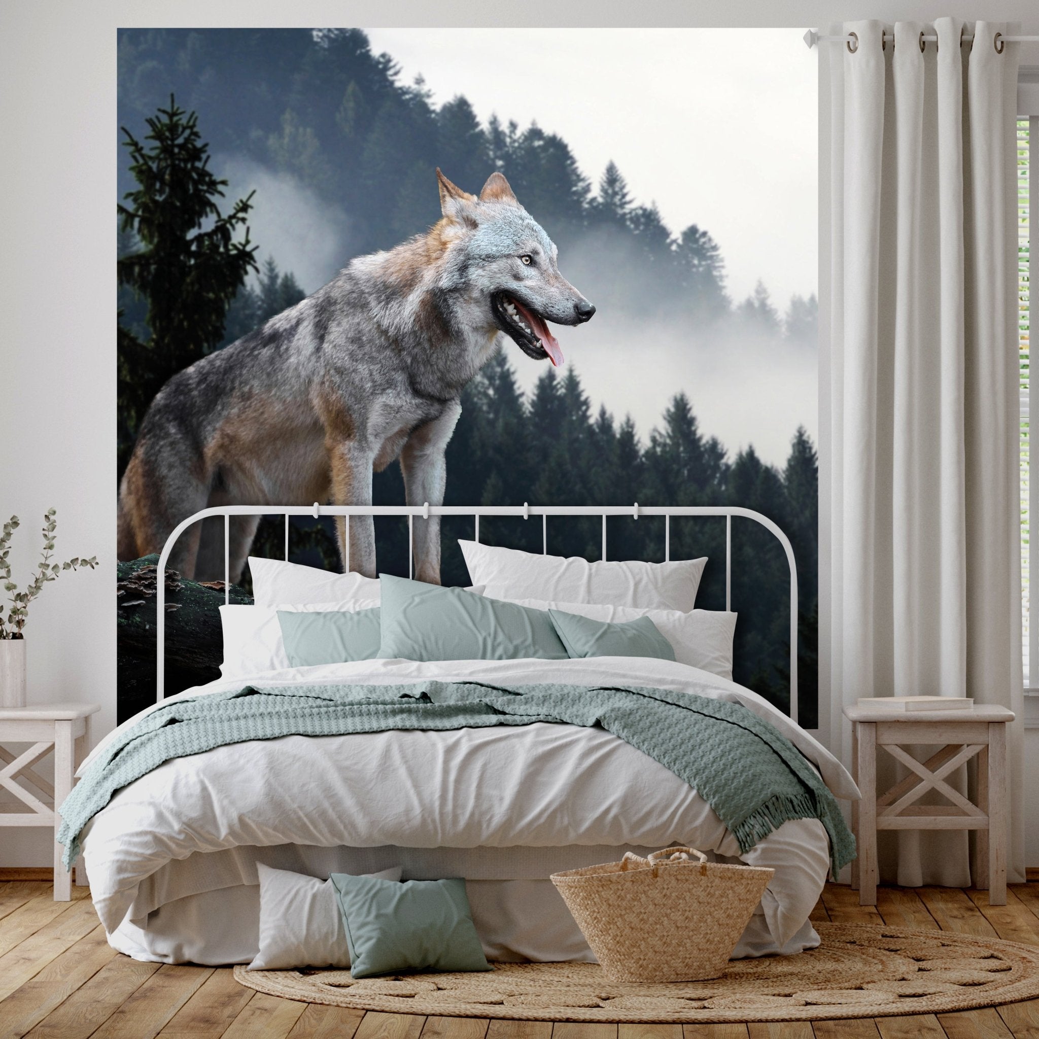 Quadratische Fototapete Wolf im Wald M0013 - Bild 1 Quadratische Fototapete Wolf im Wald M0013 - Bild 1