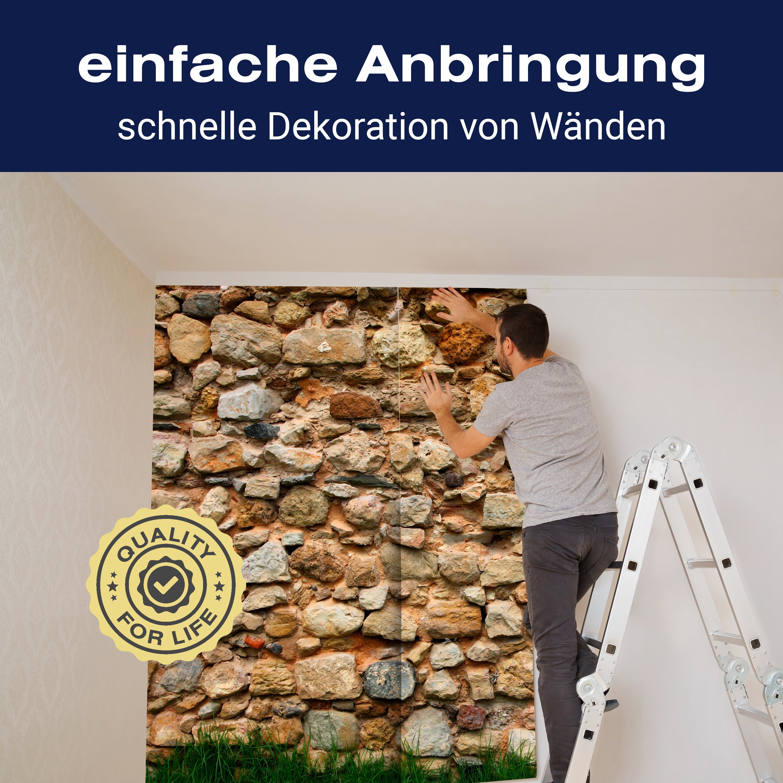 Fototapete Steinmauer mit Gras M0015 - Bild 3 Fototapete Steinmauer mit Gras M0015 - Bild 3