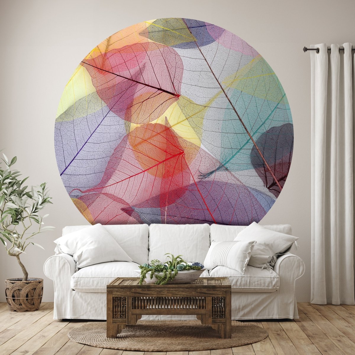 Runde Fototapete bunte Blätter M0016 - Bild 1 Runde Fototapete bunte Blätter M0016 - Bild 1