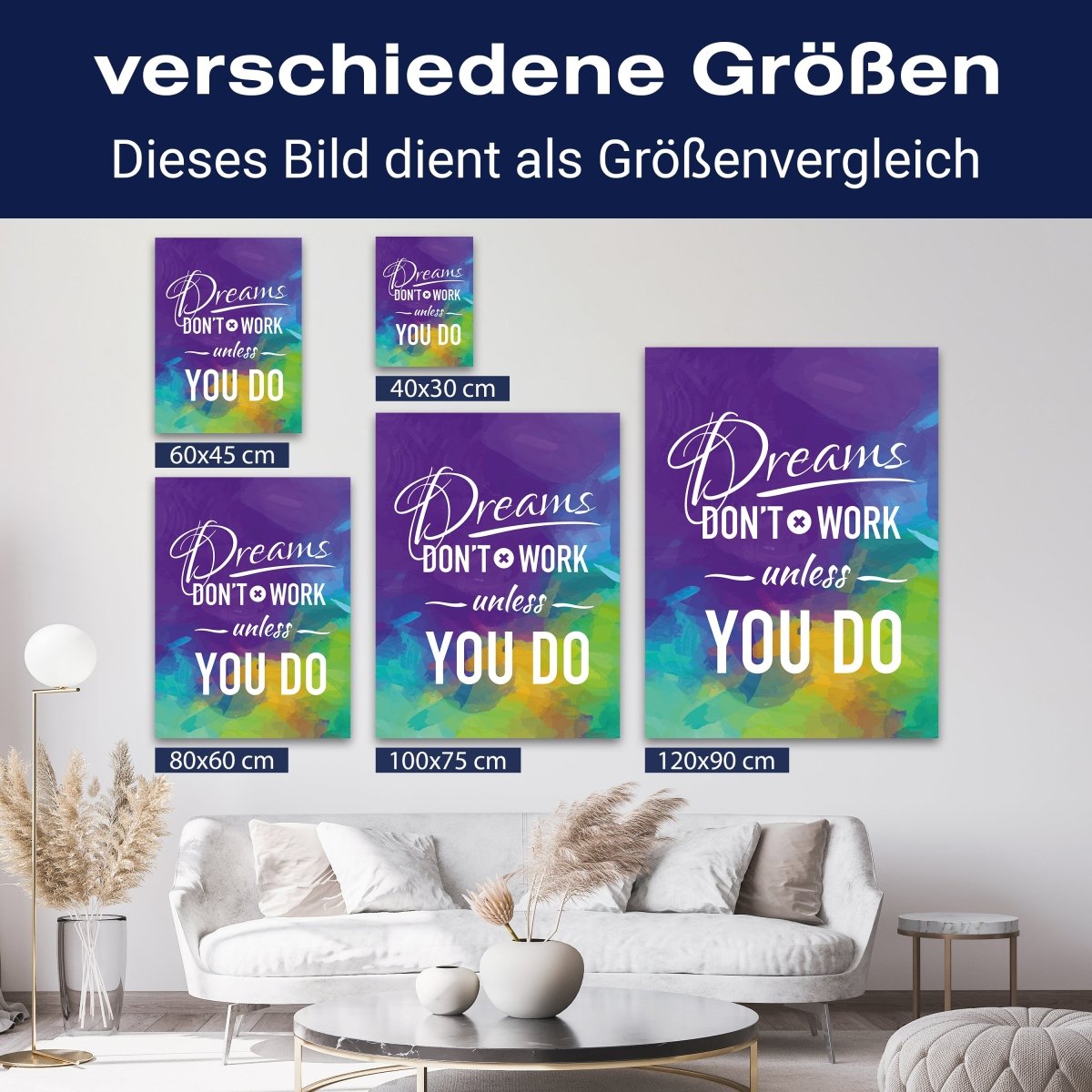 Leinwandbild Motivation, Hochformat, Dreams dont work M0017 kaufen - Bild 8 Leinwandbild Motivation, Hochformat, Dreams dont work M0017 kaufen - Bild 8