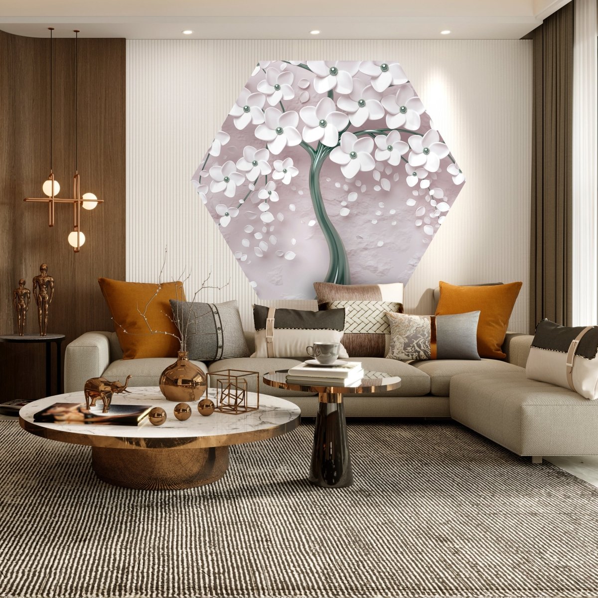 Hexagon-Fototapete Baum mit Blüten M0018 - Bild 3 Hexagon-Fototapete Baum mit Blüten M0018 - Bild 3