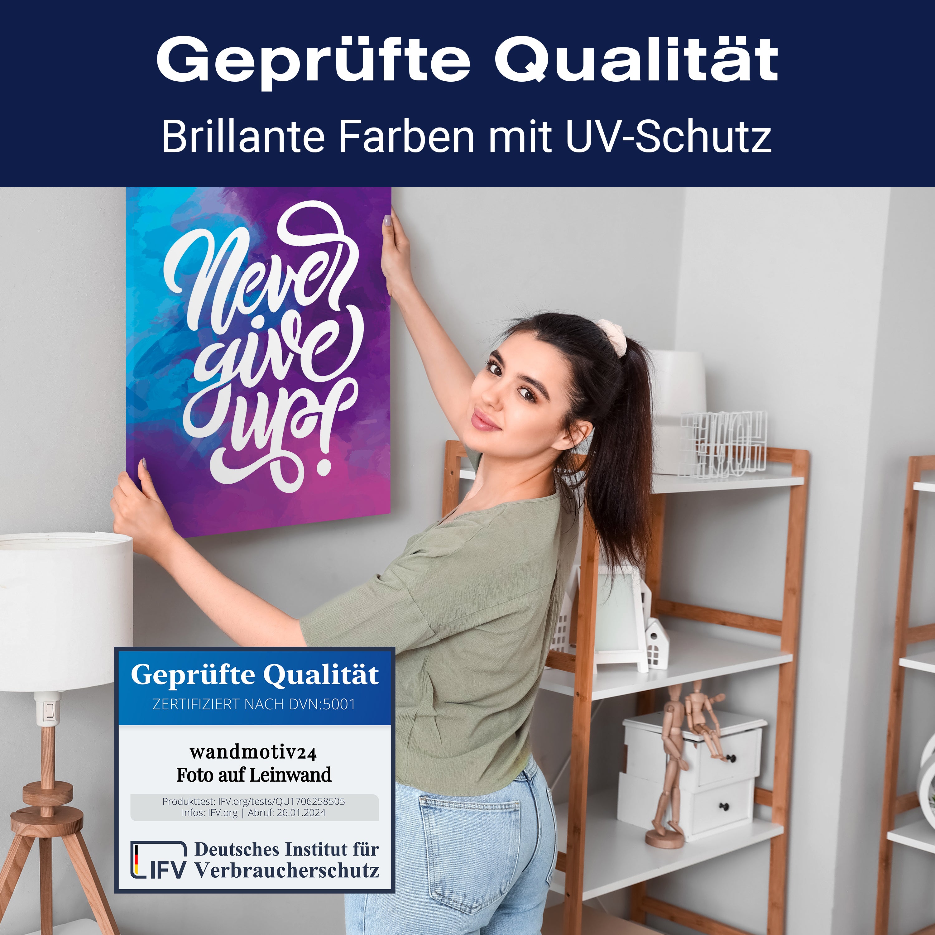 Leinwandbild Motivation, Hochformat, Never give up Aquarell M0018 kaufen - Bild 4 Leinwandbild Motivation, Hochformat, Never give up Aquarell M0018 kaufen - Bild 4