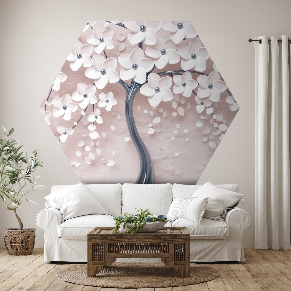 Hexagon-Fototapete Baum mit Blüten M0019 - Bild 1 Hexagon-Fototapete Baum mit Blüten M0019 - Bild 1