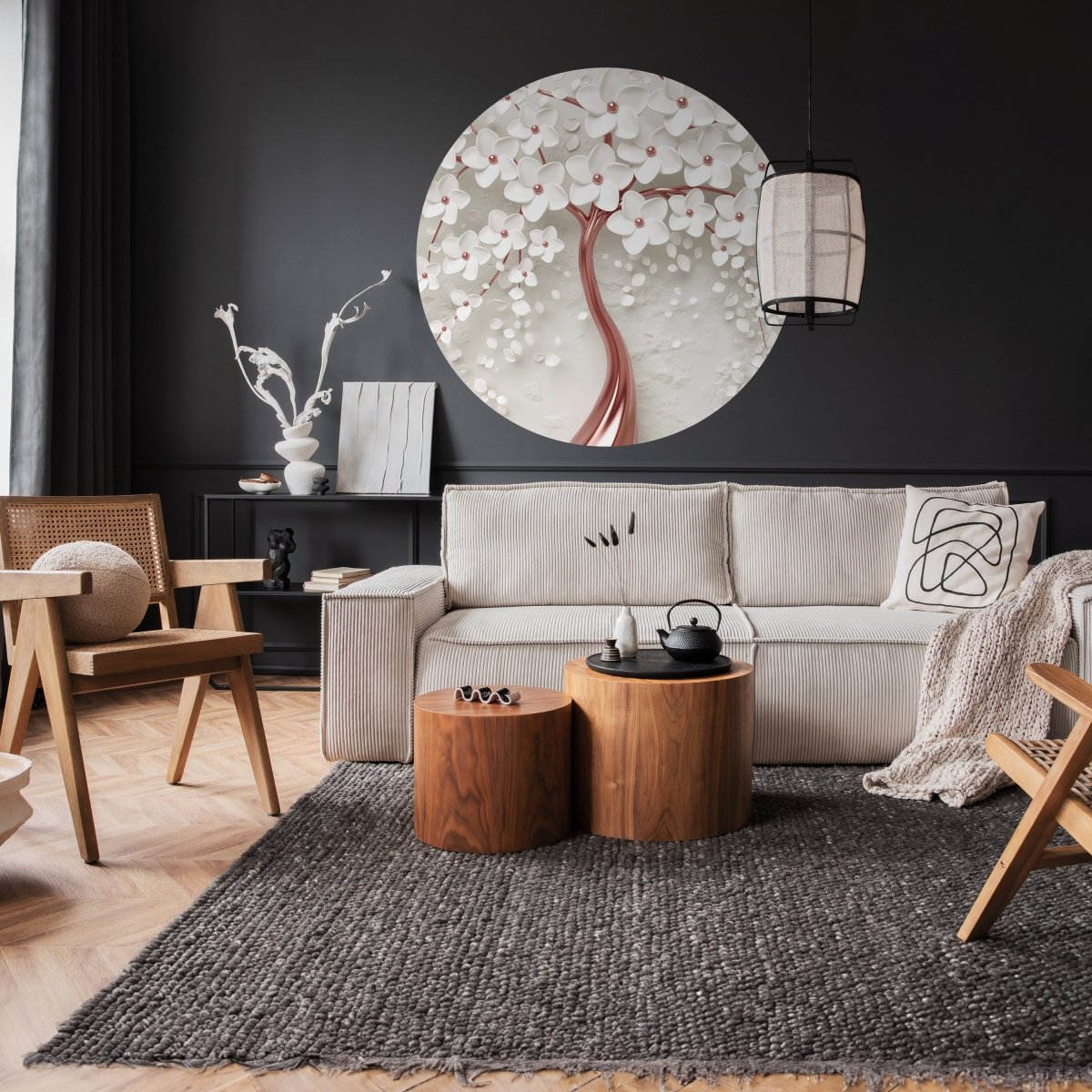 Runde Fototapete roter Baum mit Blüten M0020 - Bild 2 Runde Fototapete roter Baum mit Blüten M0020 - Bild 2