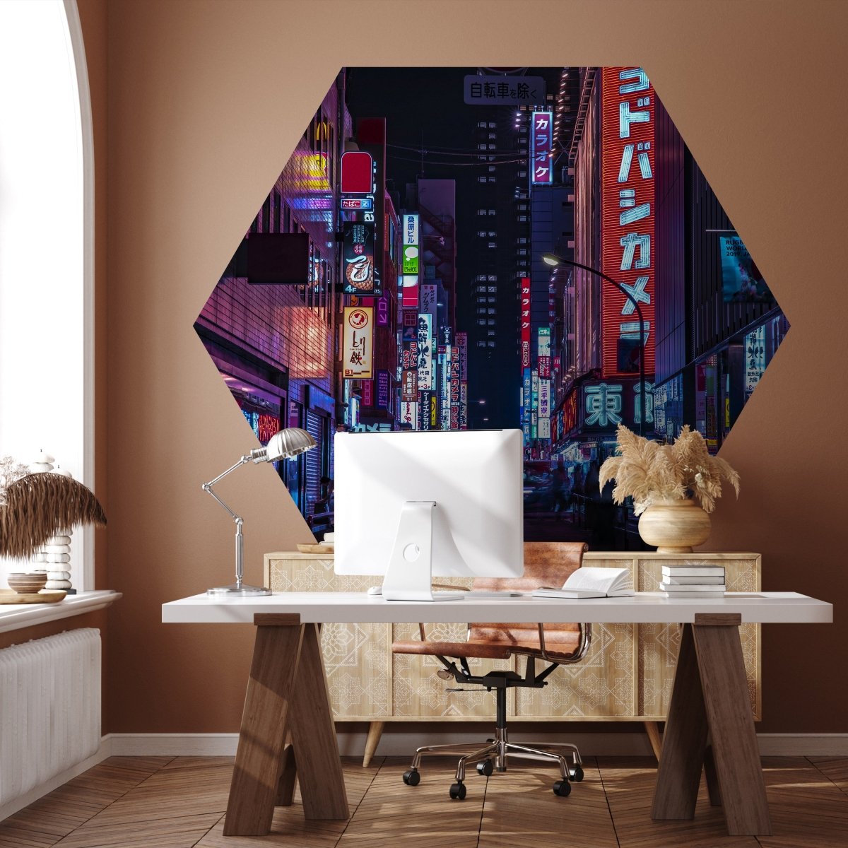 Hexagon-Fototapete Tokyo bei Nacht M0025 - Bild 1 Hexagon-Fototapete Tokyo bei Nacht M0025 - Bild 1