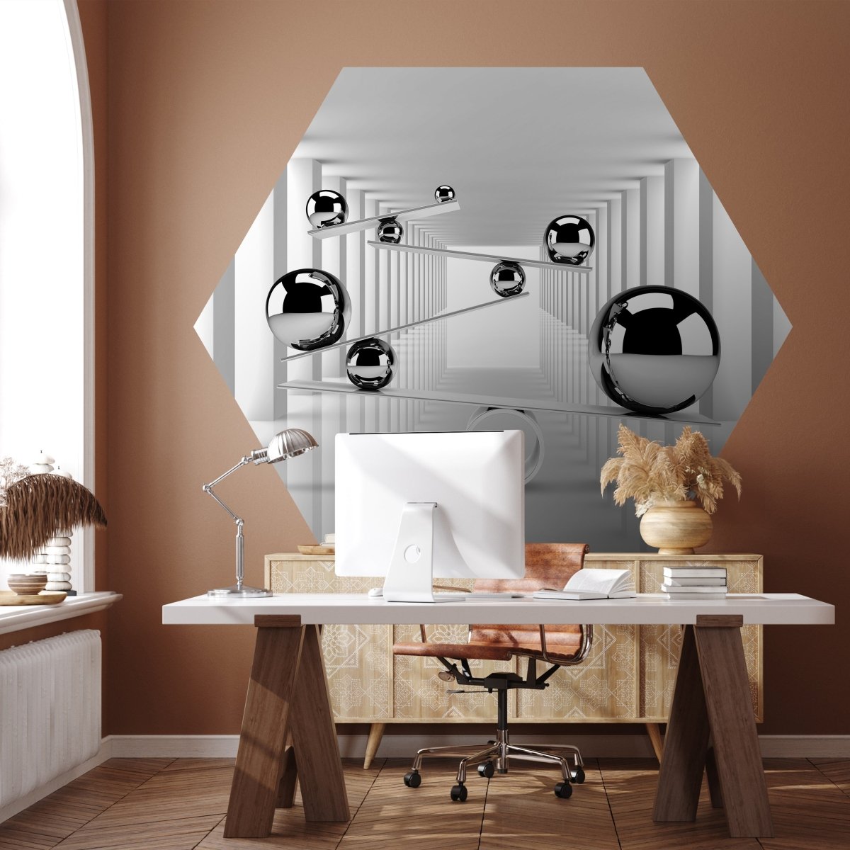 Hexagon-Fototapete glänzende Kugeln M0027 - Bild 1 Hexagon-Fototapete glänzende Kugeln M0027 - Bild 1