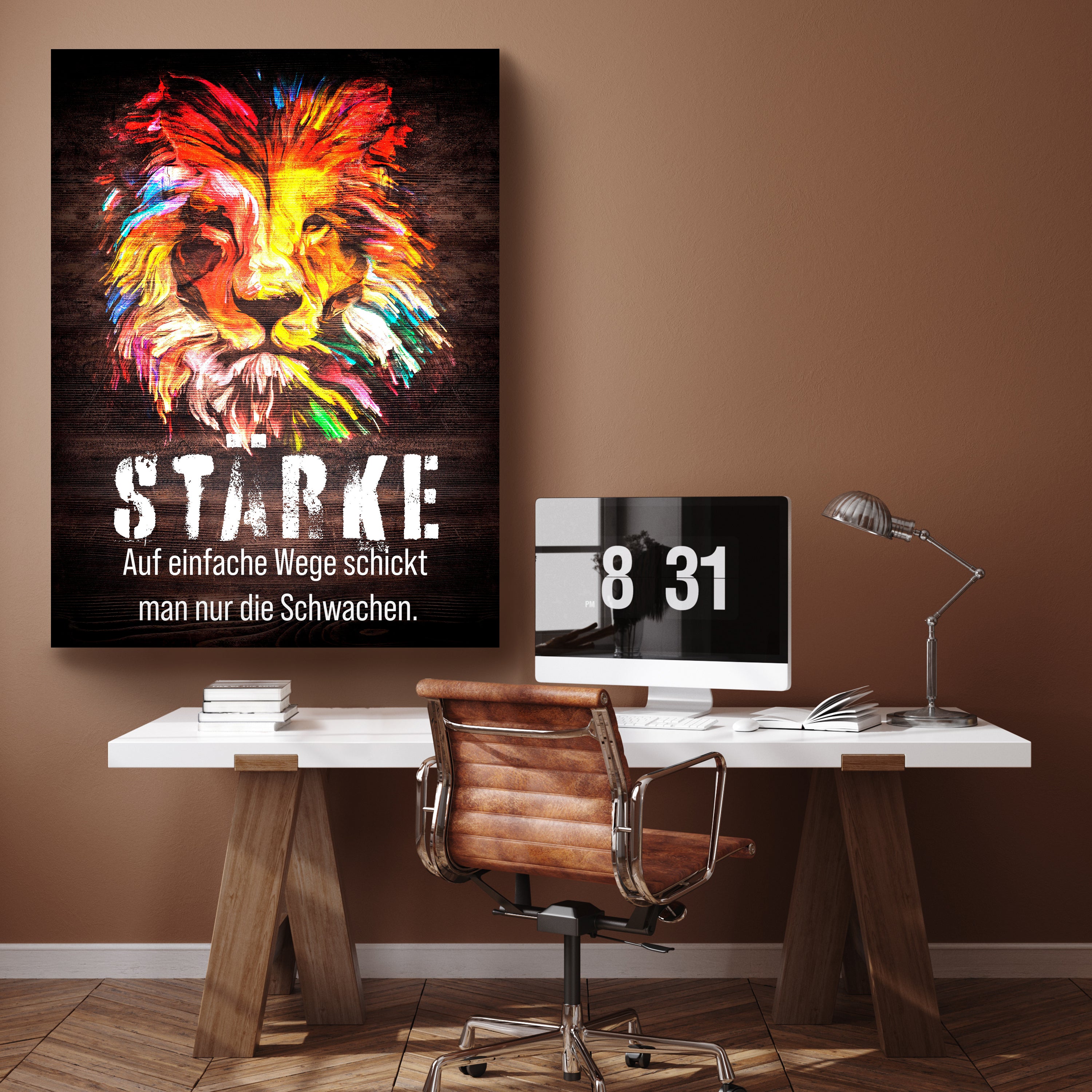 Leinwandbild Motivation, Hochformat, Löwe Stärke Holz M0028 kaufen - Bild 2 Leinwandbild Motivation, Hochformat, Löwe Stärke Holz M0028 kaufen - Bild 2