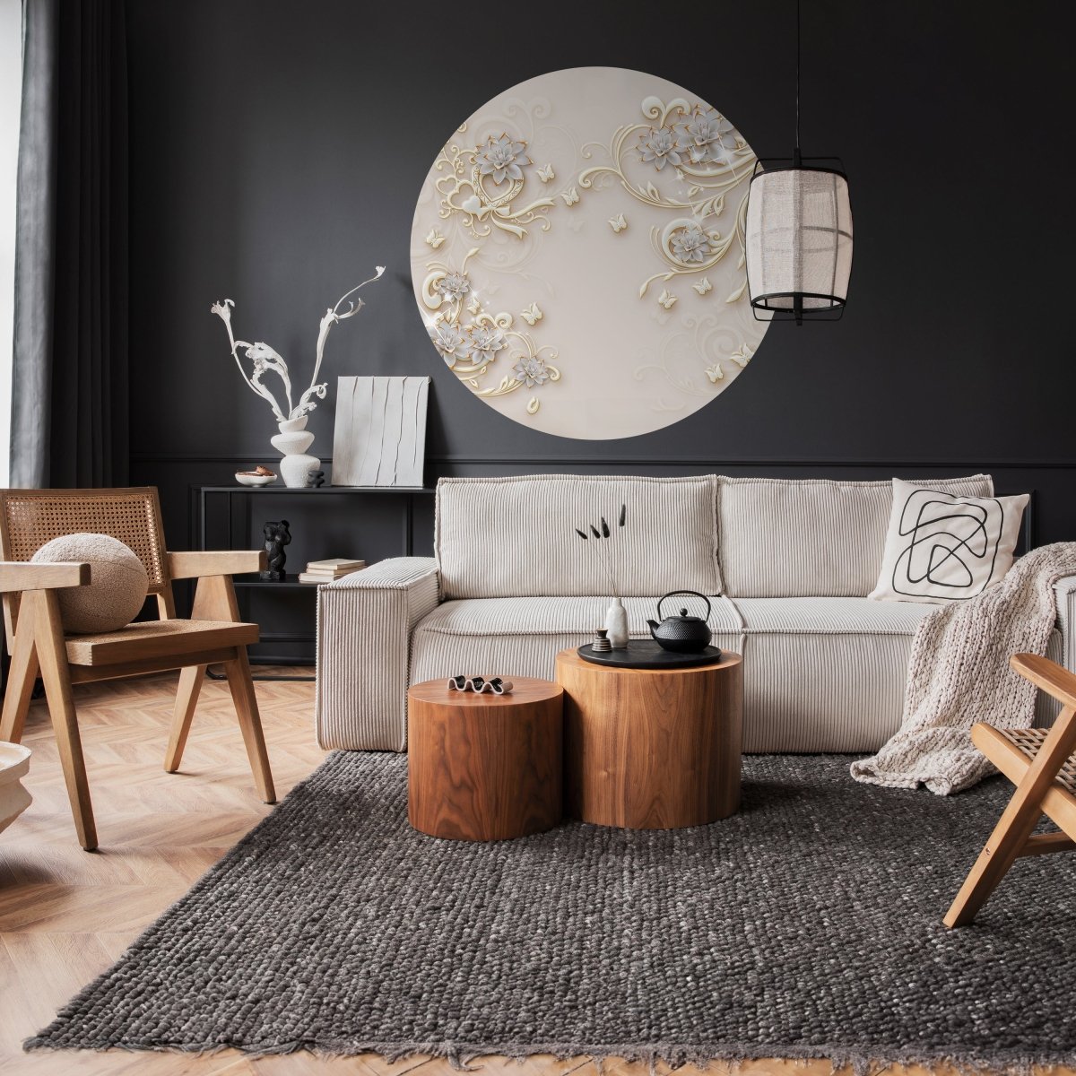 Runde Fototapete goldene Blumen und Ornamente M0028 - Bild 2 Runde Fototapete goldene Blumen und Ornamente M0028 - Bild 2