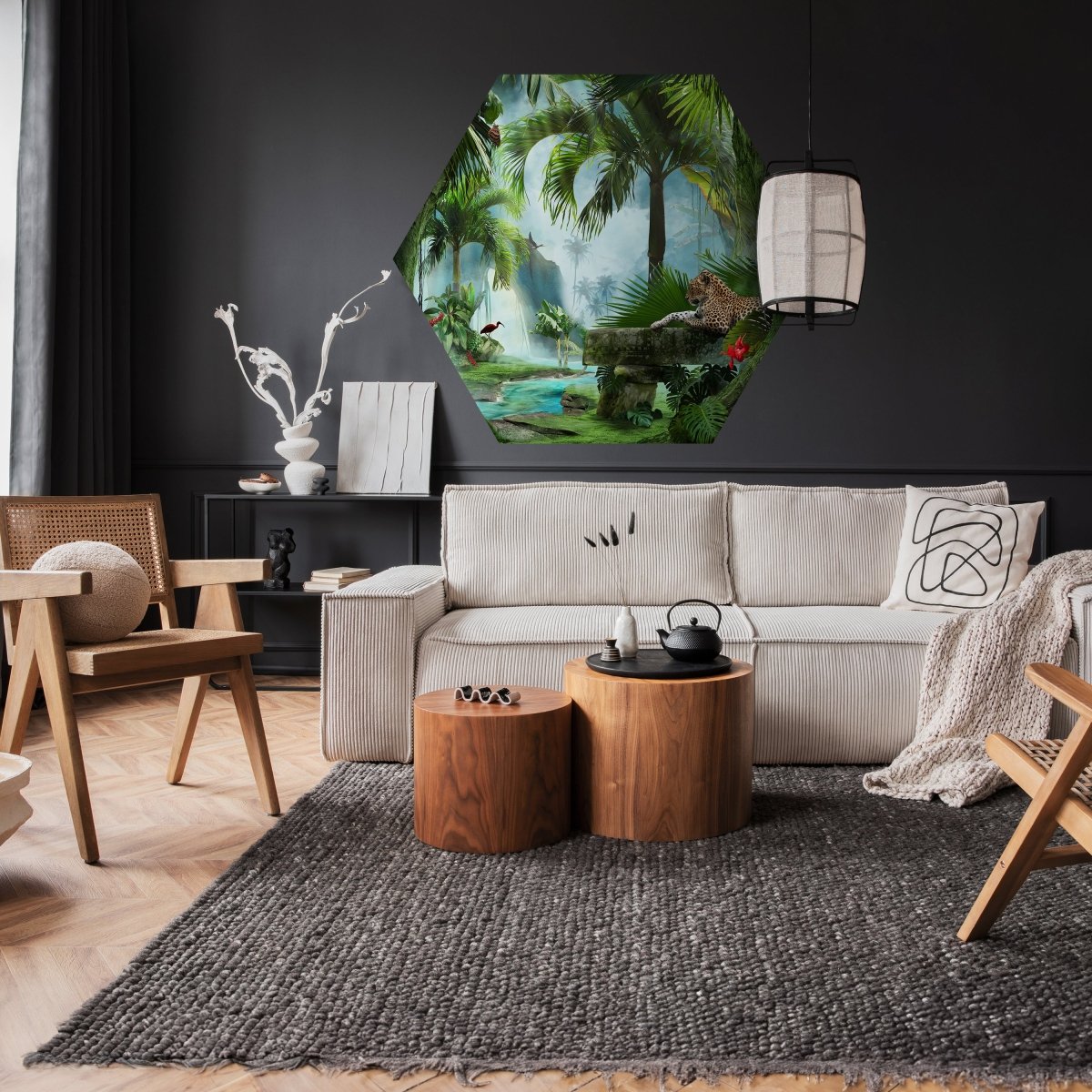 Hexagon-Fototapete Jaguar im Dschungel M0030 - Bild 2 Hexagon-Fototapete Jaguar im Dschungel M0030 - Bild 2