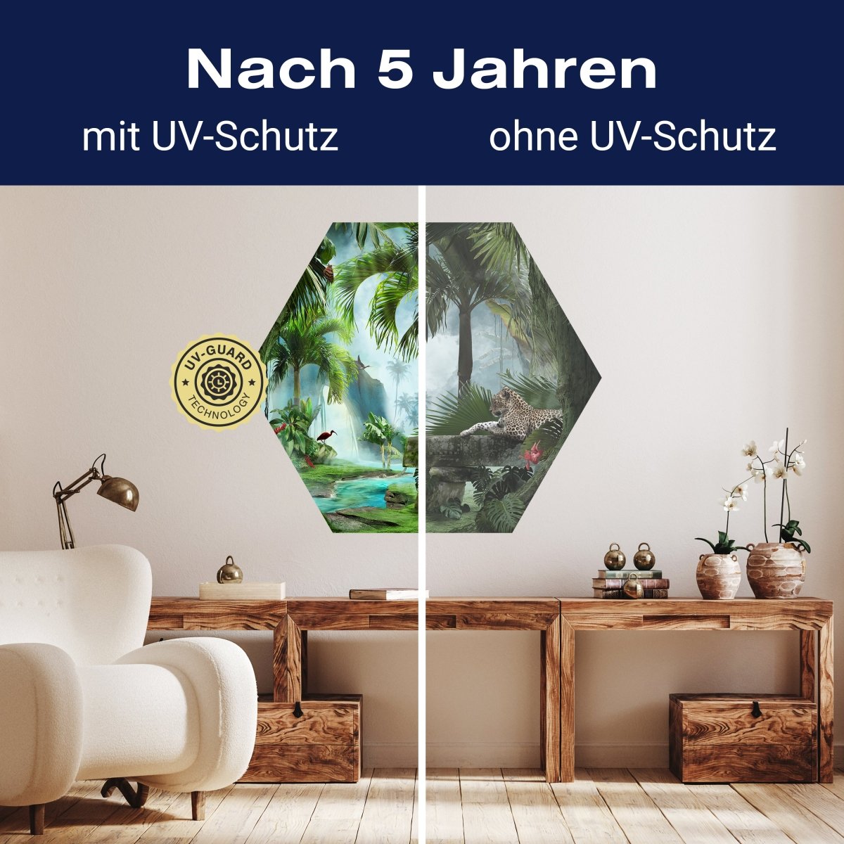 Hexagon-Fototapete Jaguar im Dschungel M0030 - Bild 9 Hexagon-Fototapete Jaguar im Dschungel M0030 - Bild 9