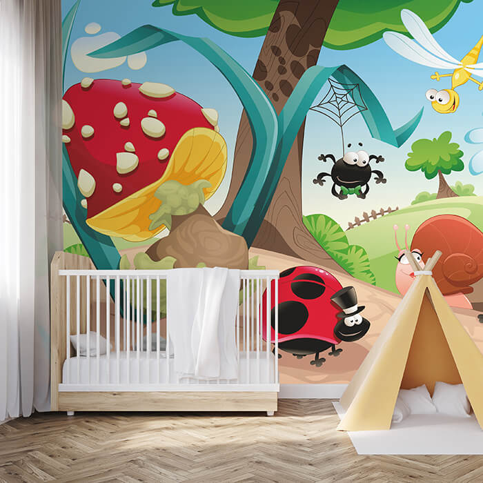 Fototapete Kinderzimmer Waldinsekten M0031 - Bild 1 Fototapete Kinderzimmer Waldinsekten M0031 - Bild 1