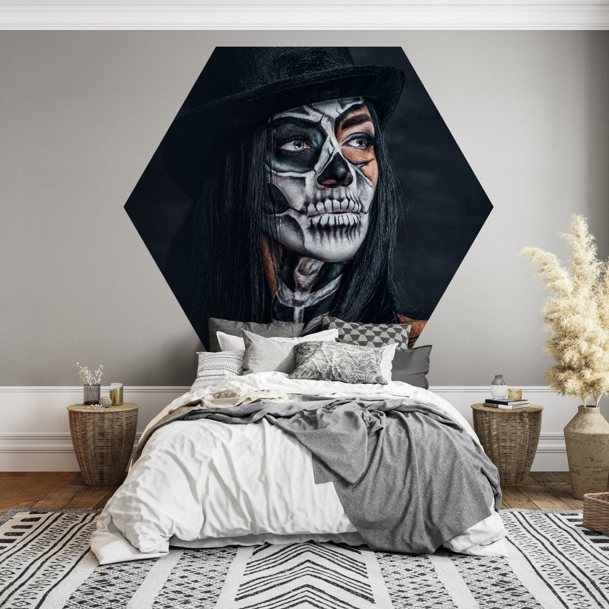 Hexagon-Fototapete Frau mit Totenkopf M0033 - Bild 3 Hexagon-Fototapete Frau mit Totenkopf M0033 - Bild 3