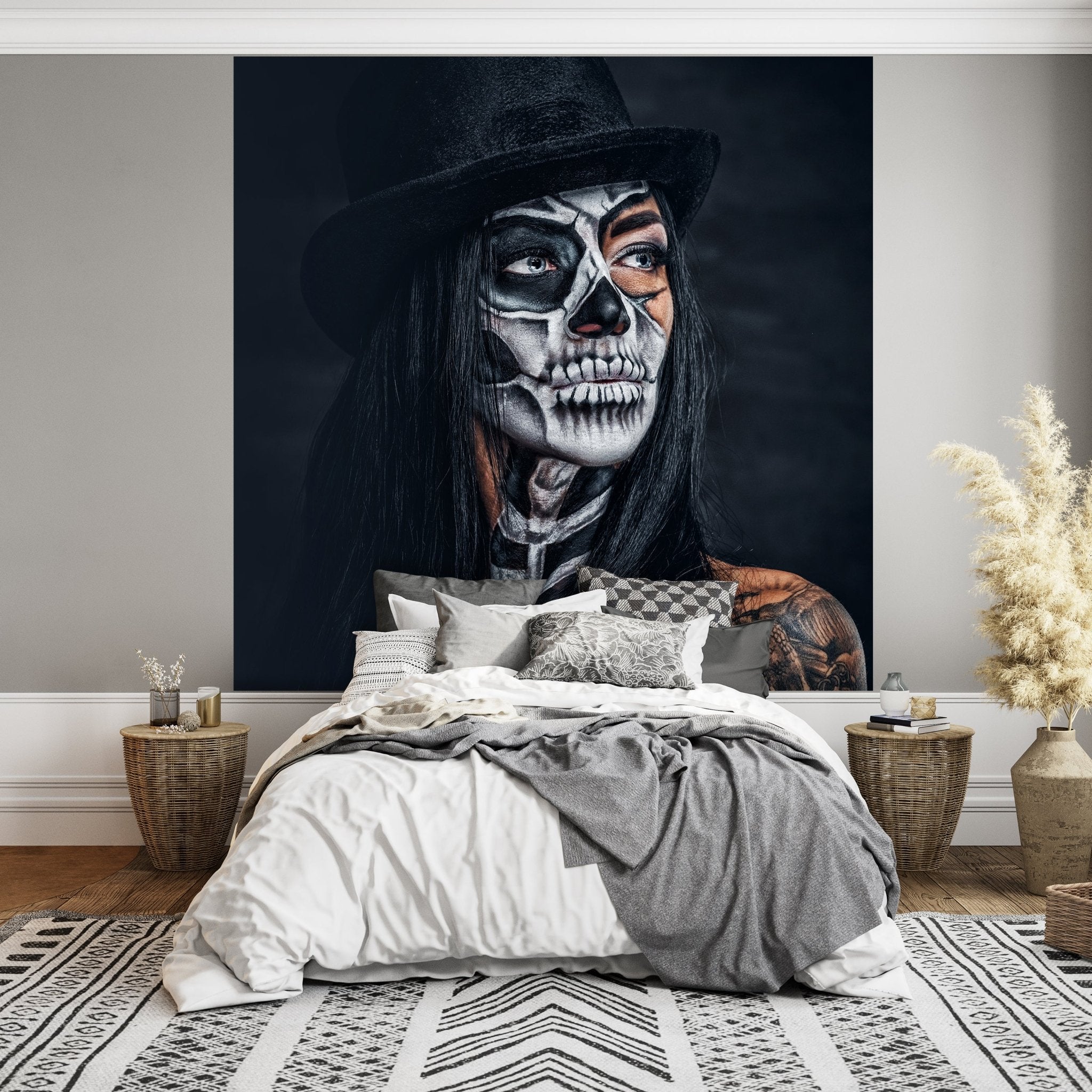 Quadratische Fototapete Frau mit Totenkopf M0033 - Bild 3 Quadratische Fototapete Frau mit Totenkopf M0033 - Bild 3