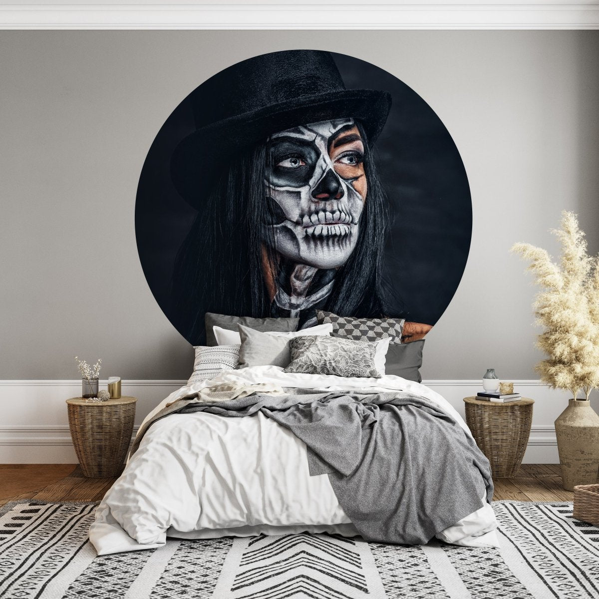 Runde Fototapete Frau mit Totenkopf M0033 - Bild 3 Runde Fototapete Frau mit Totenkopf M0033 - Bild 3