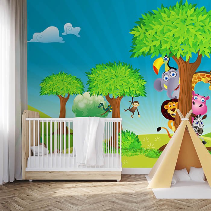 Fototapete Kinderzimmer Tiere Wald M0033 - Bild 1 Fototapete Kinderzimmer Tiere Wald M0033 - Bild 1