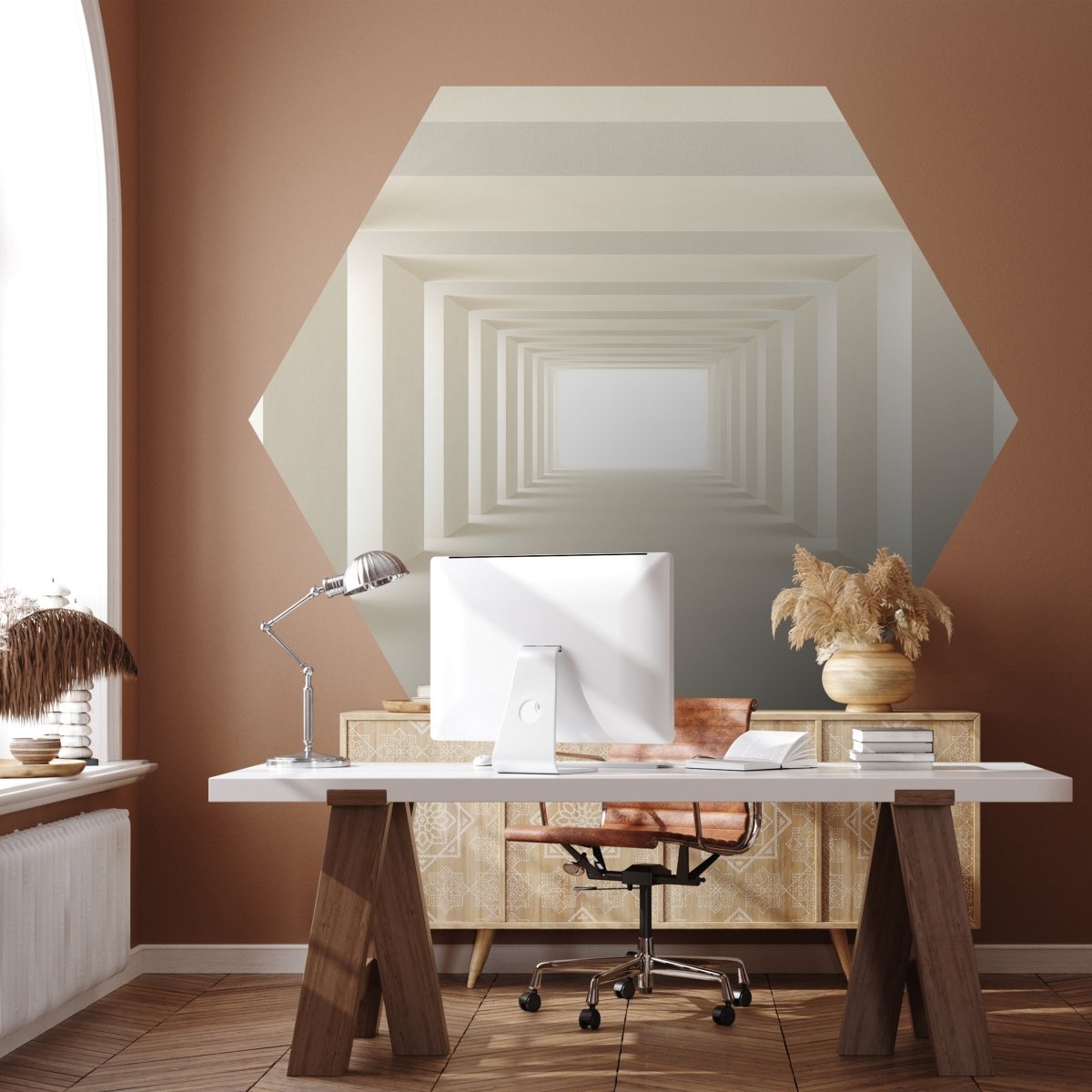 Hexagon-Fototapete heller Tunnel M0036 - Bild 1 Hexagon-Fototapete heller Tunnel M0036 - Bild 1