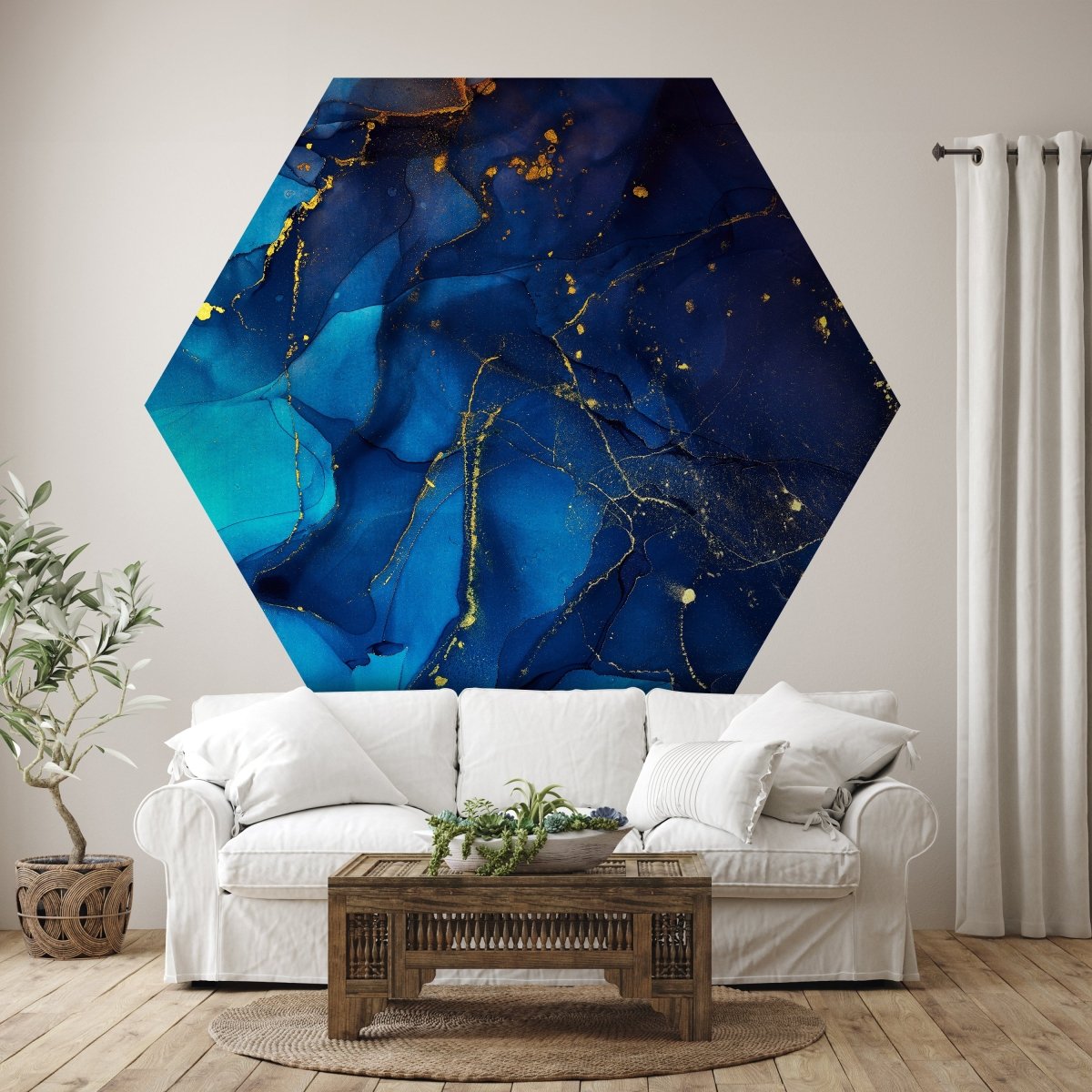 Hexagon-Fototapete blaue Marmoroptik M0037 - Bild 1 Hexagon-Fototapete blaue Marmoroptik M0037 - Bild 1