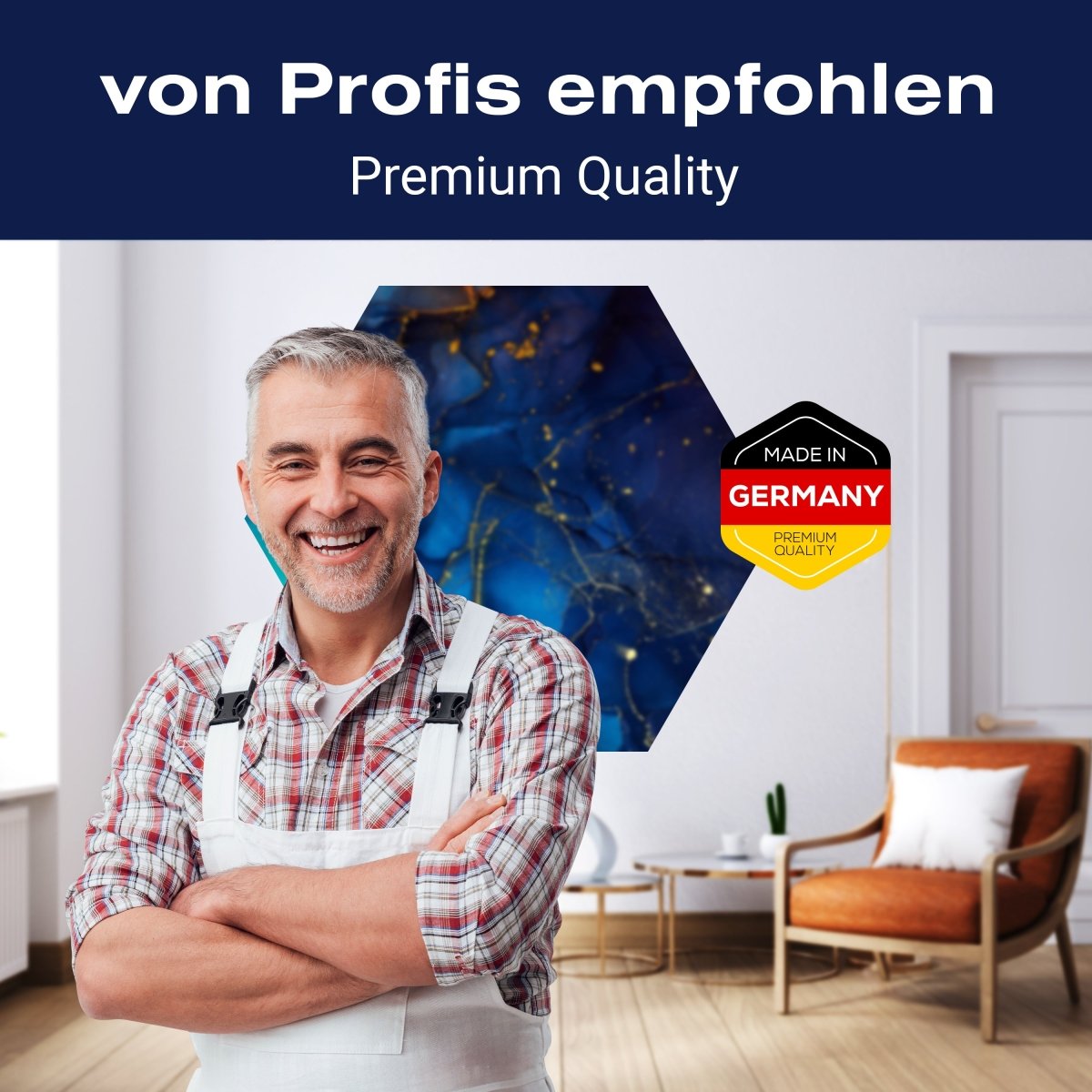 Hexagon-Fototapete blaue Marmoroptik M0037 - Bild 5 Hexagon-Fototapete blaue Marmoroptik M0037 - Bild 5