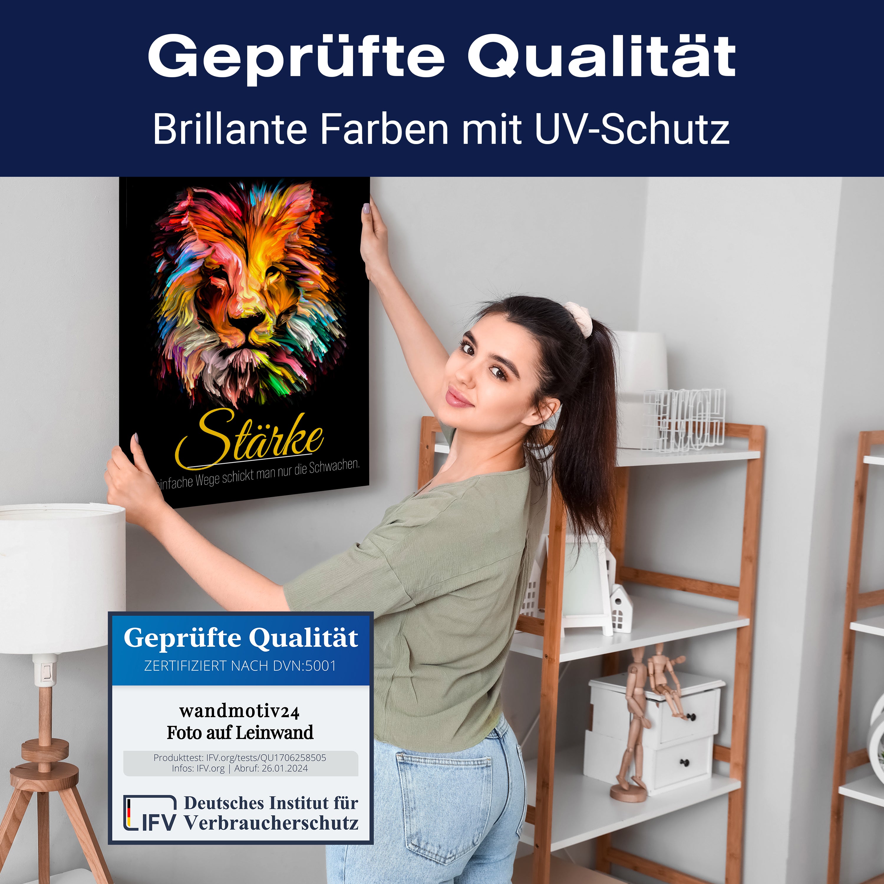 Leinwandbild Motivation, Hochformat, Löwe Stärke Schwarz M0037 kaufen - Bild 4 Leinwandbild Motivation, Hochformat, Löwe Stärke Schwarz M0037 kaufen - Bild 4