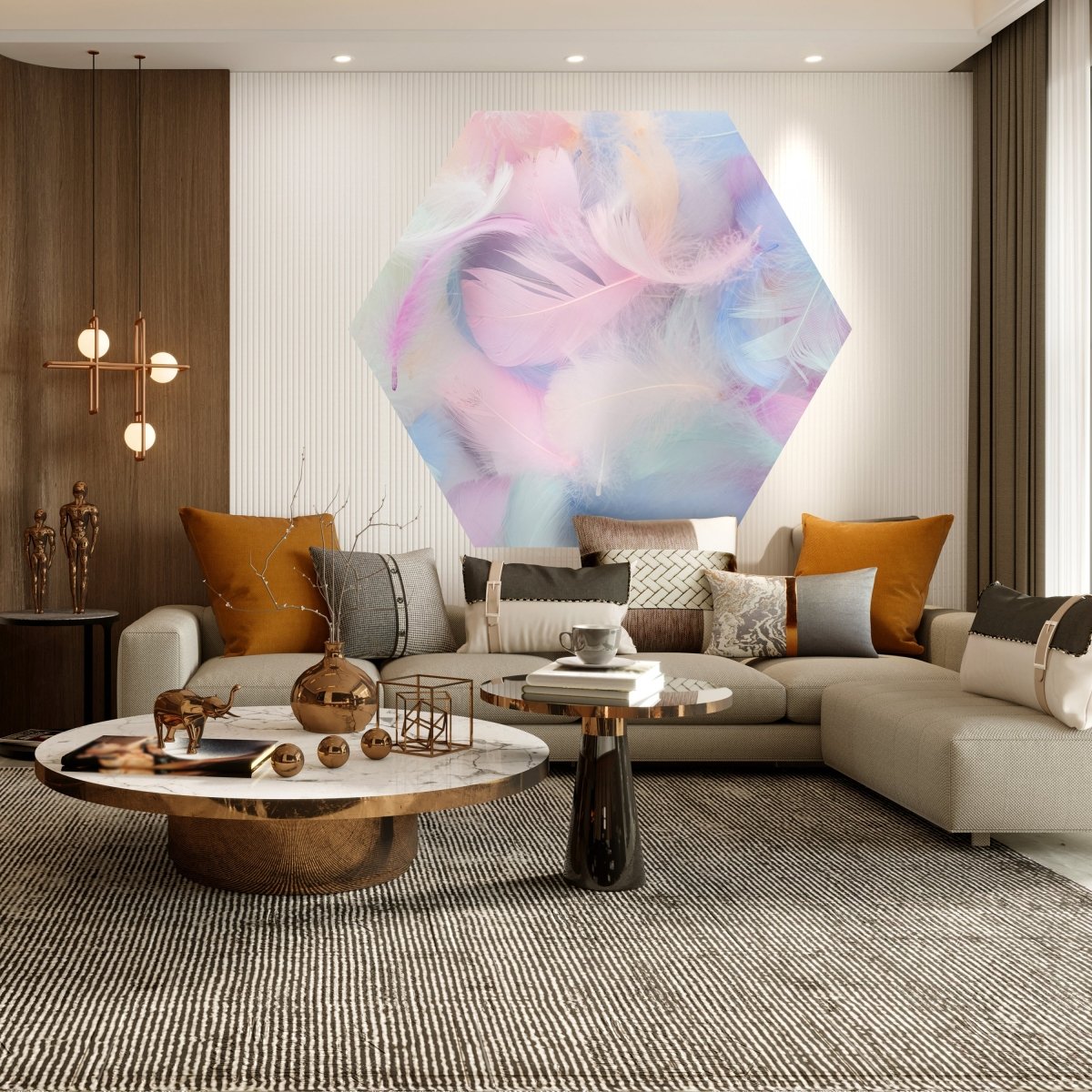 Hexagon-Fototapete bunte Federn M0039 - Bild 3 Hexagon-Fototapete bunte Federn M0039 - Bild 3