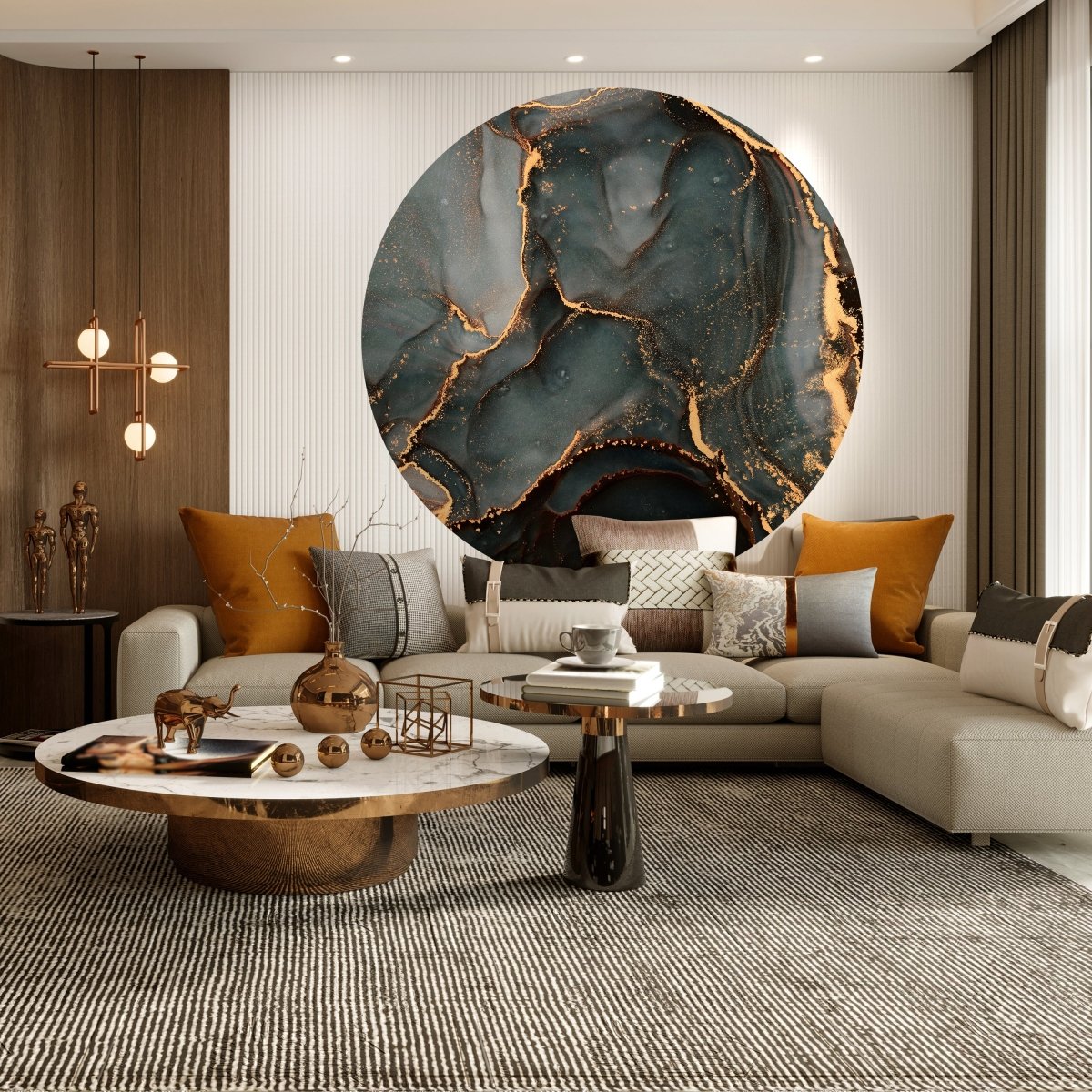 Runde Fototapete blaugraue Marmoroptik M0041 - Bild 3 Runde Fototapete blaugraue Marmoroptik M0041 - Bild 3