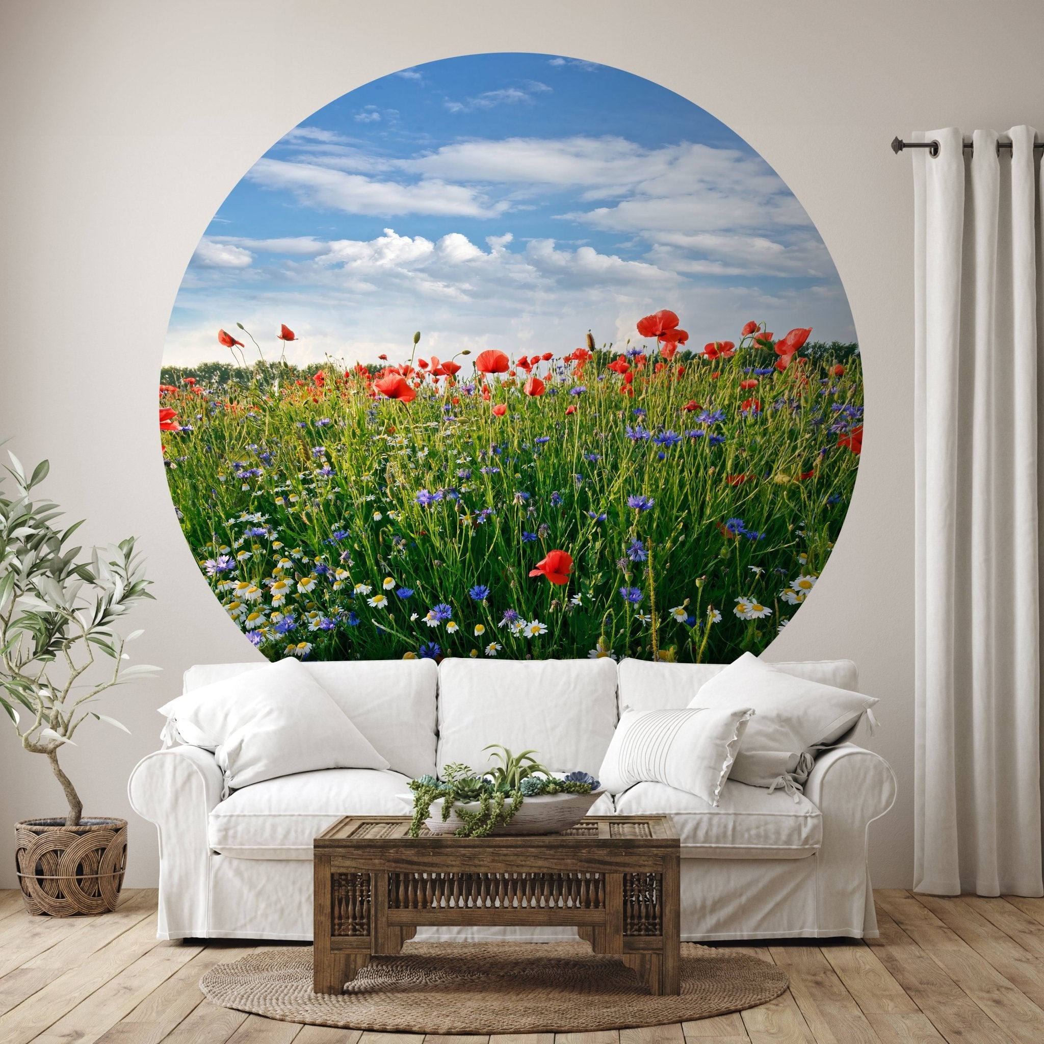 Runde Fototapete Blumenwiese M0043 - Bild 1 Runde Fototapete Blumenwiese M0043 - Bild 1