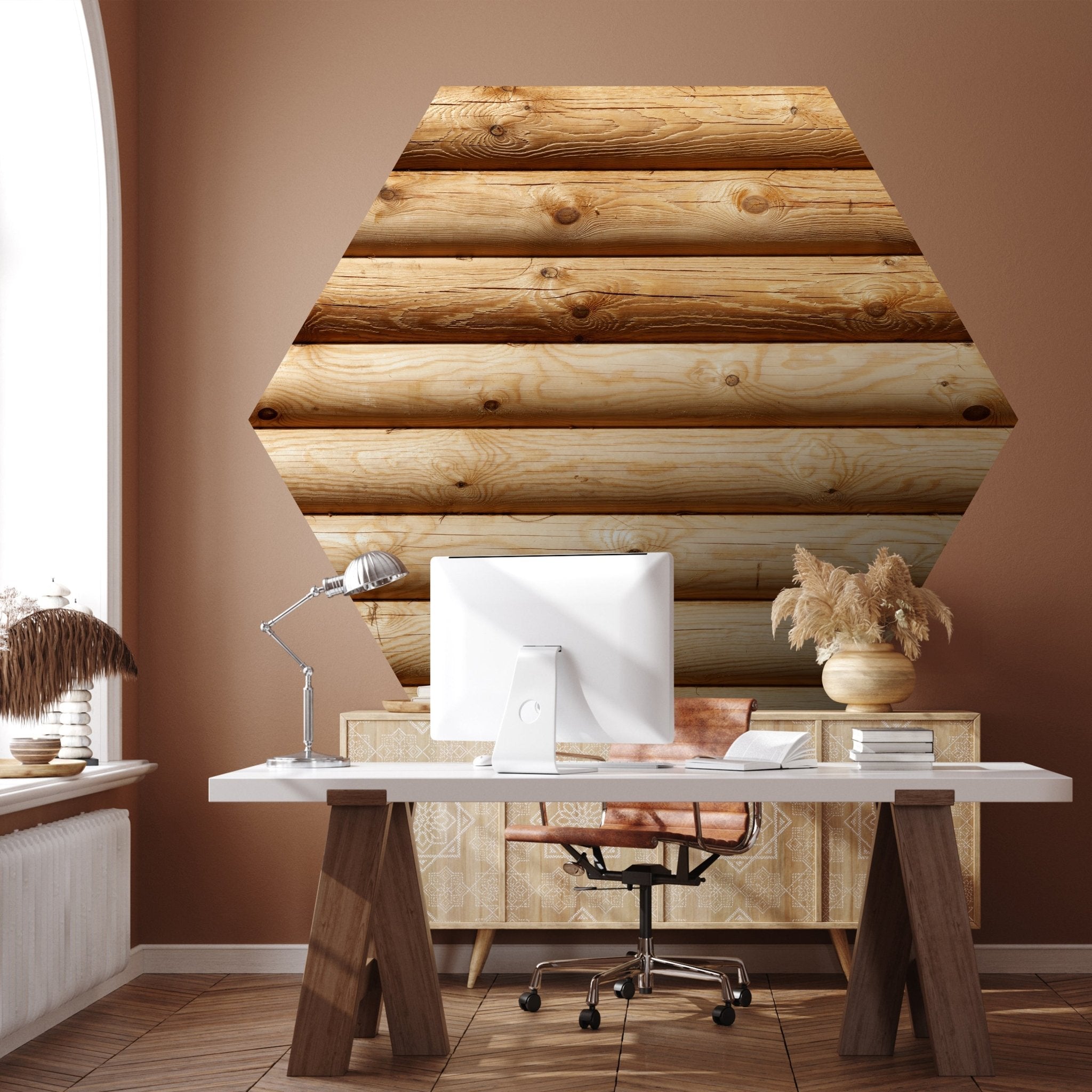 Hexagon-Fototapete Holz Wand M0046 - Bild 1 Hexagon-Fototapete Holz Wand M0046 - Bild 1