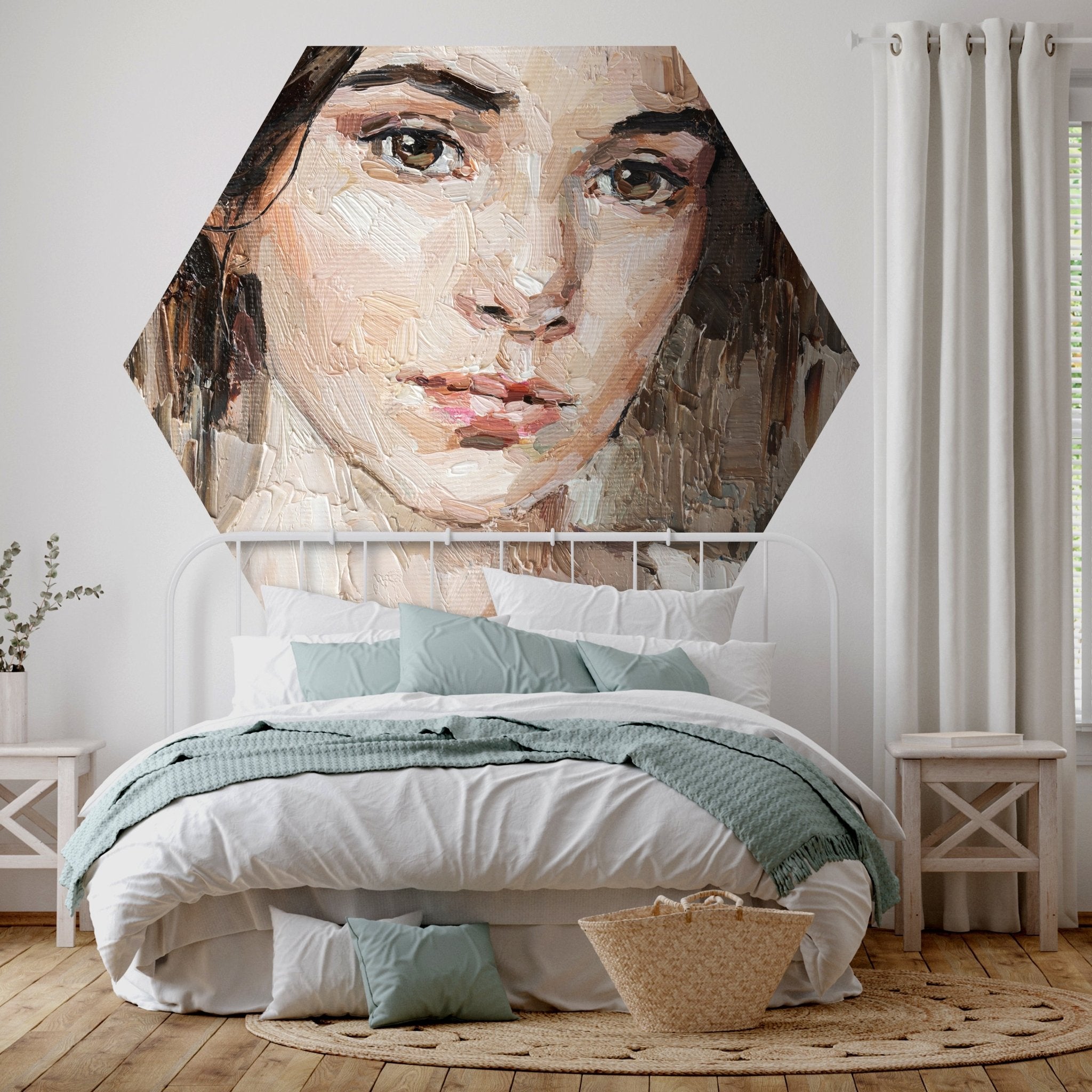 Hexagon-Fototapete Frau Malerei M0048 - Bild 1 Hexagon-Fototapete Frau Malerei M0048 - Bild 1