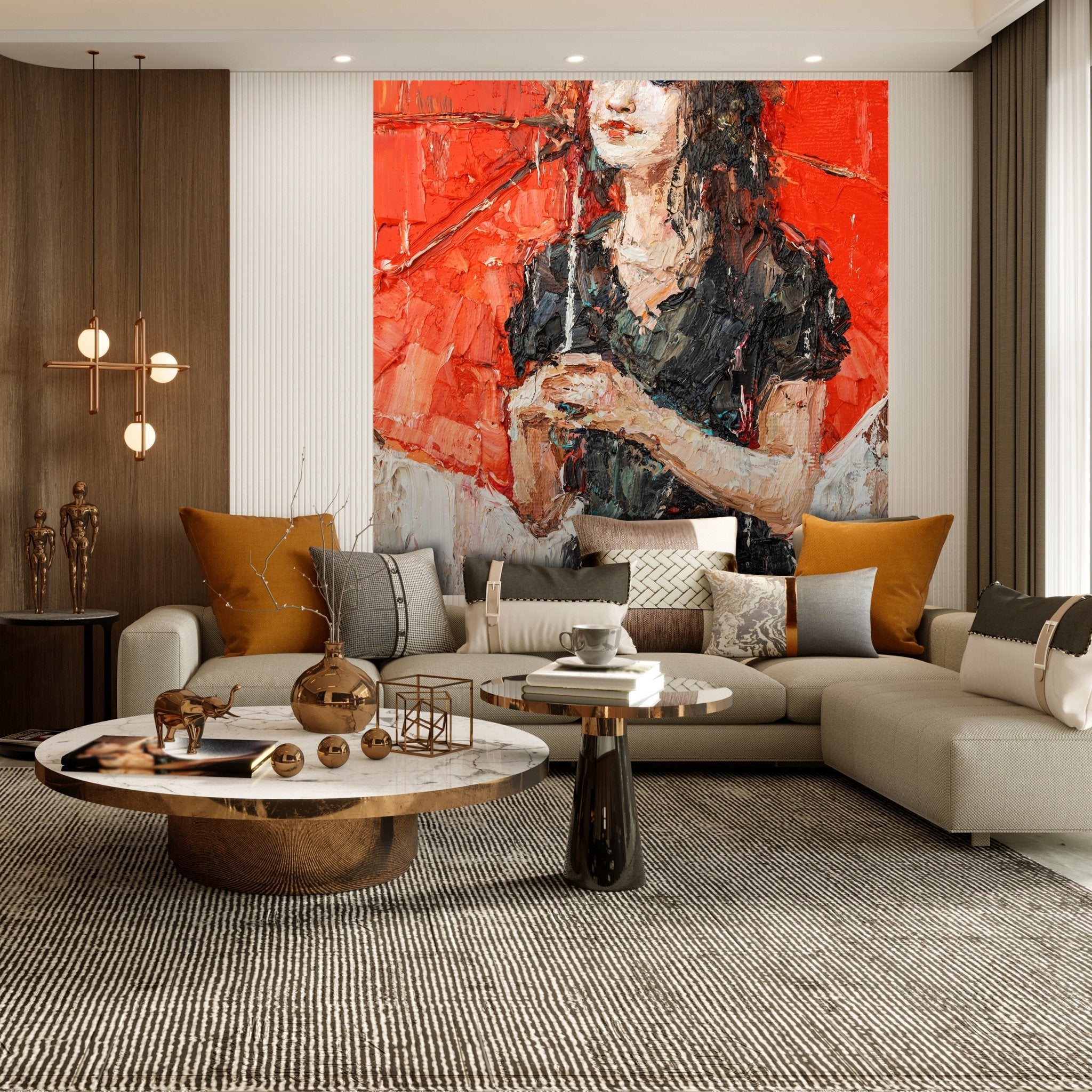 Quadratische Fototapete Frau Malerei Regenschirm M0050 - Bild 3 Quadratische Fototapete Frau Malerei Regenschirm M0050 - Bild 3