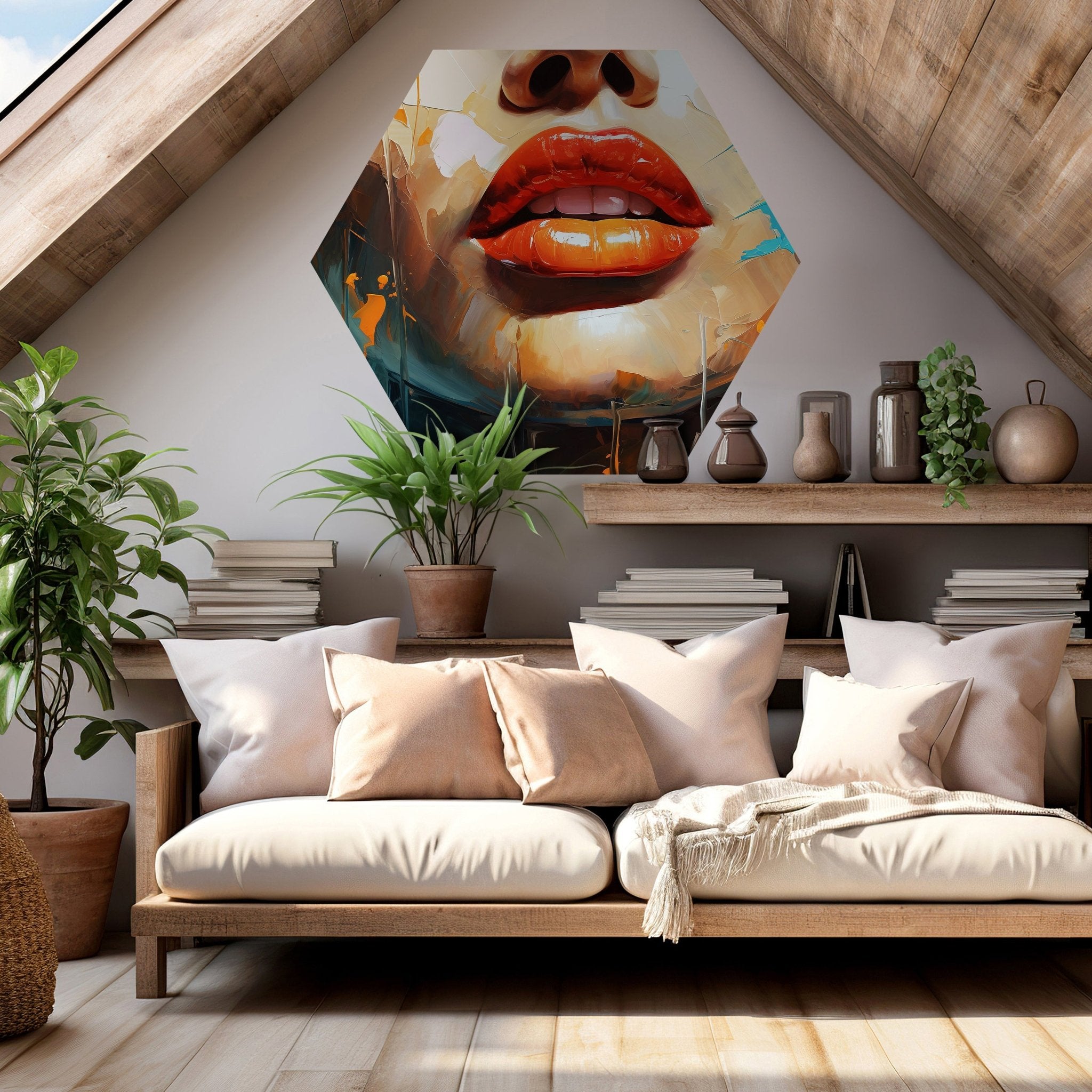 Hexagon-Fototapete Malerei Frau Lippen M0052 - Bild 2 Hexagon-Fototapete Malerei Frau Lippen M0052 - Bild 2