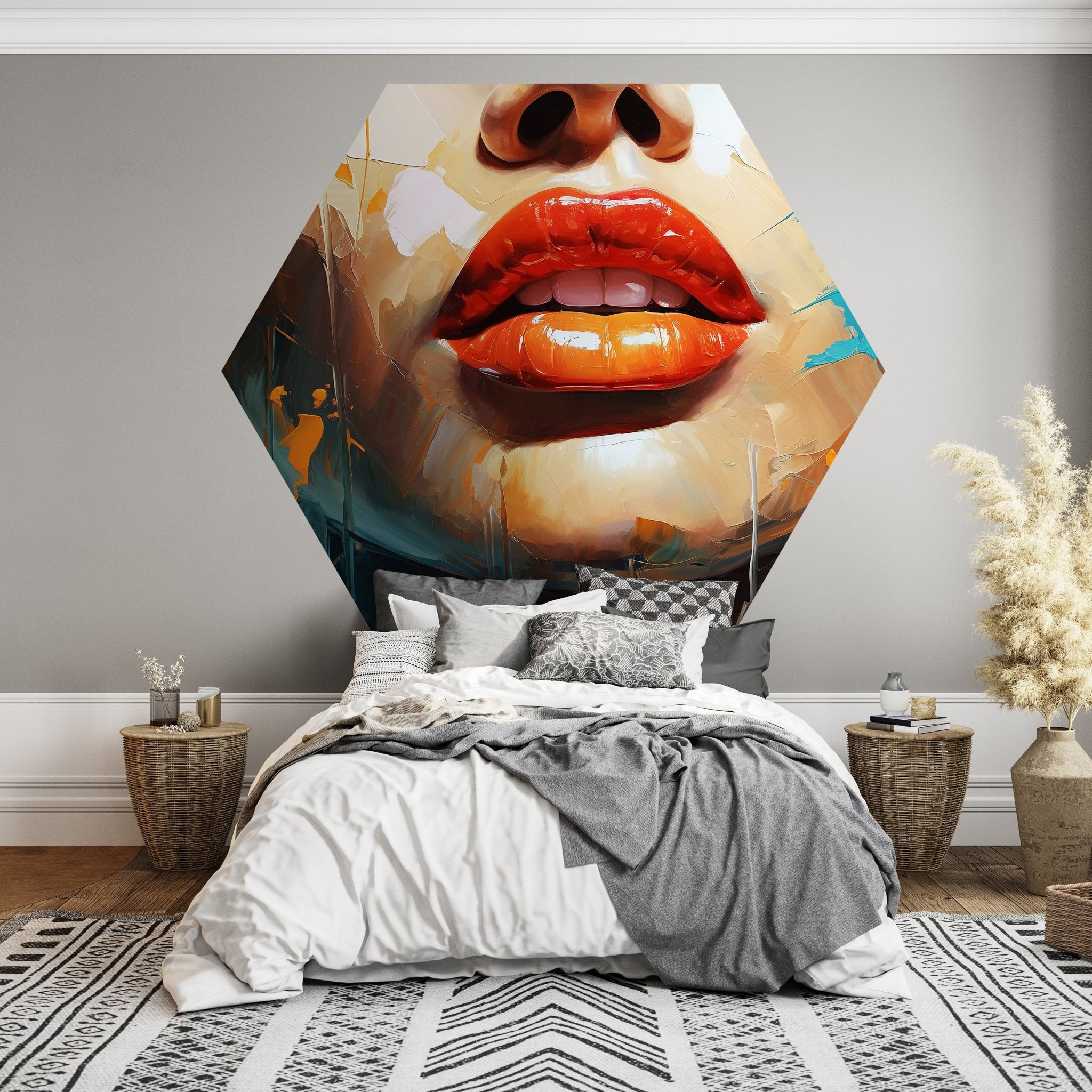 Hexagon-Fototapete Malerei Frau Lippen M0052 - Bild 3 Hexagon-Fototapete Malerei Frau Lippen M0052 - Bild 3