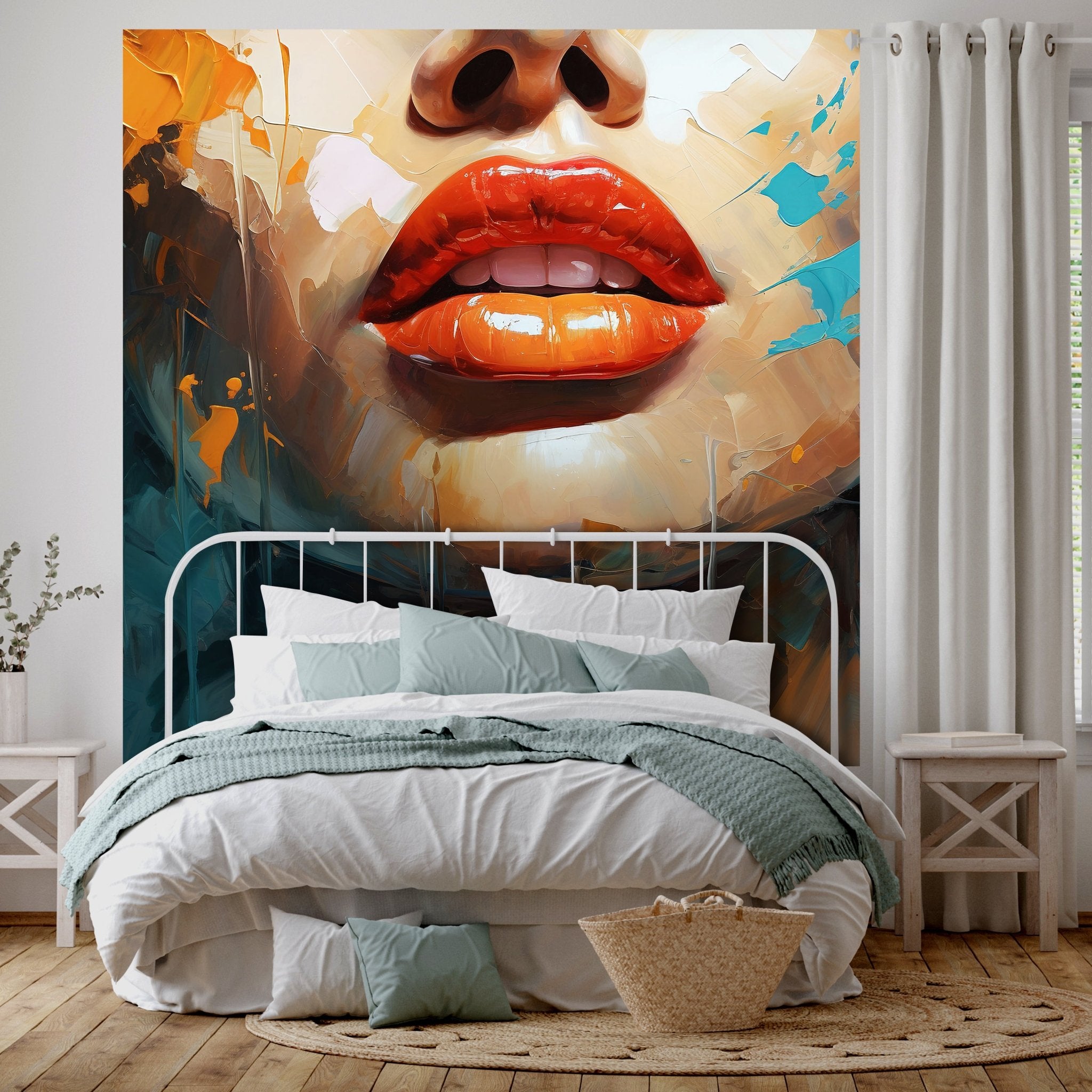 Quadratische Fototapete Malerei Frau Lippen M0052 - Bild 1 Quadratische Fototapete Malerei Frau Lippen M0052 - Bild 1