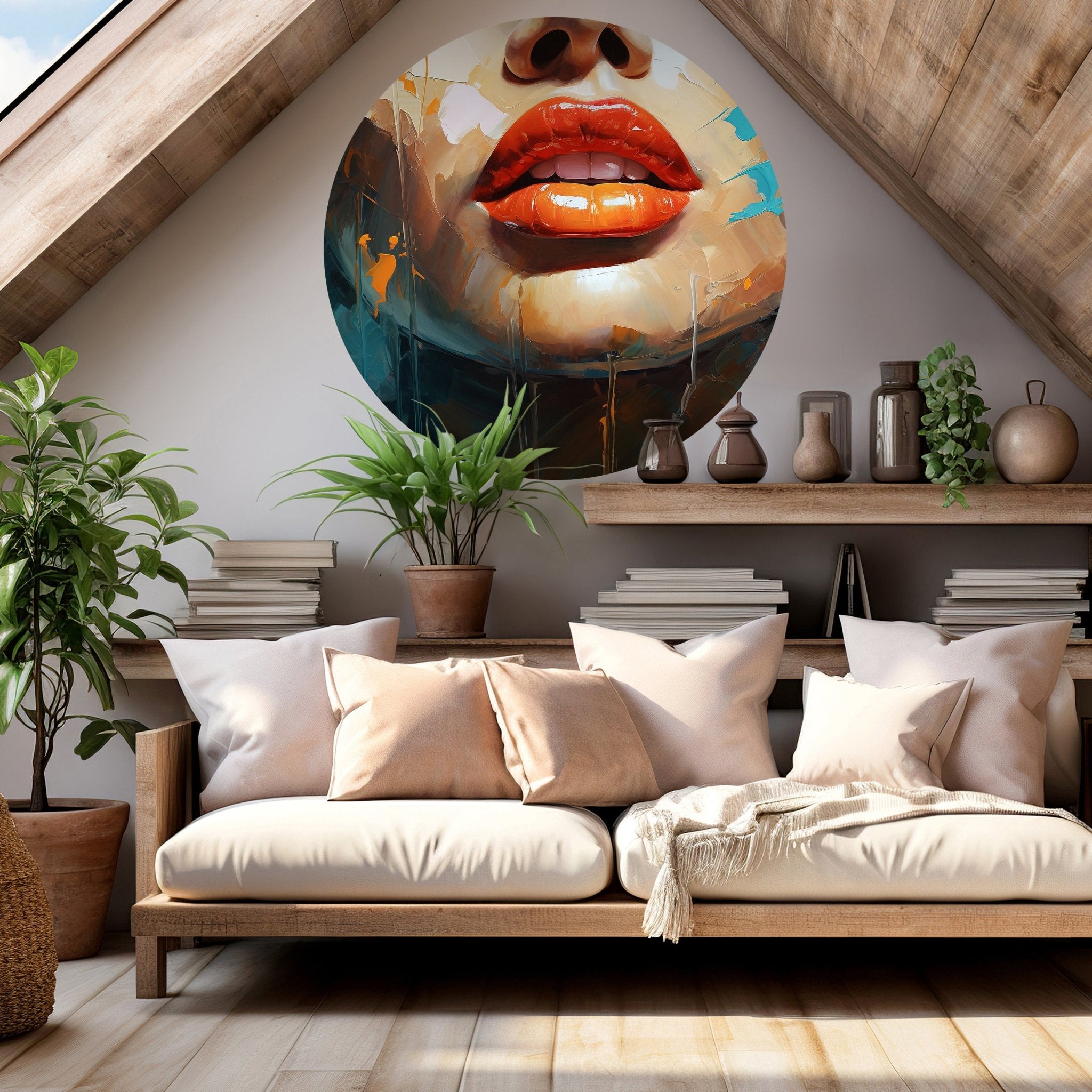 Runde Fototapete Malerei Frau Lippen M0052 - Bild 2 Runde Fototapete Malerei Frau Lippen M0052 - Bild 2