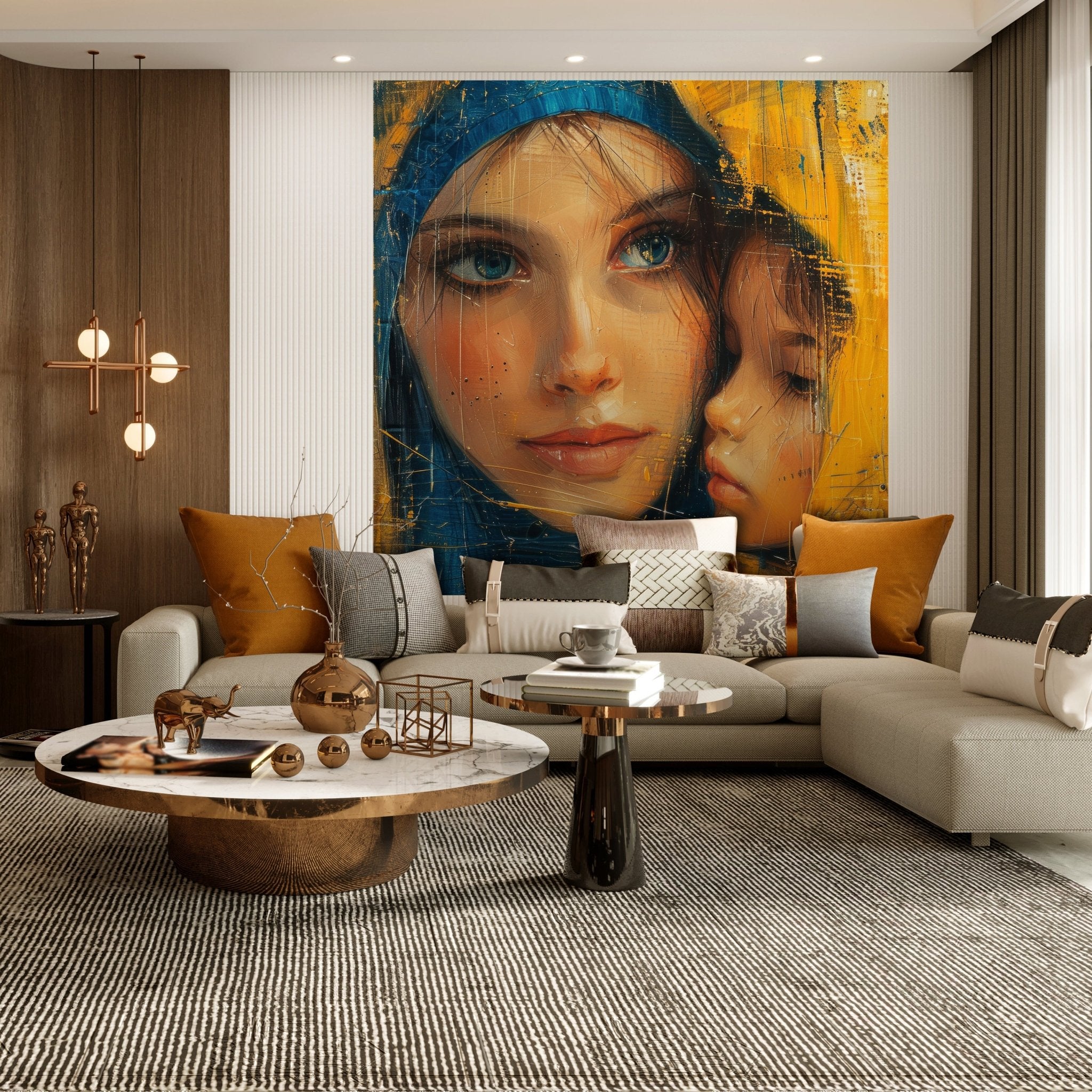 Quadratische Fototapete Malerei Frau Kind M0054 - Bild 3 Quadratische Fototapete Malerei Frau Kind M0054 - Bild 3