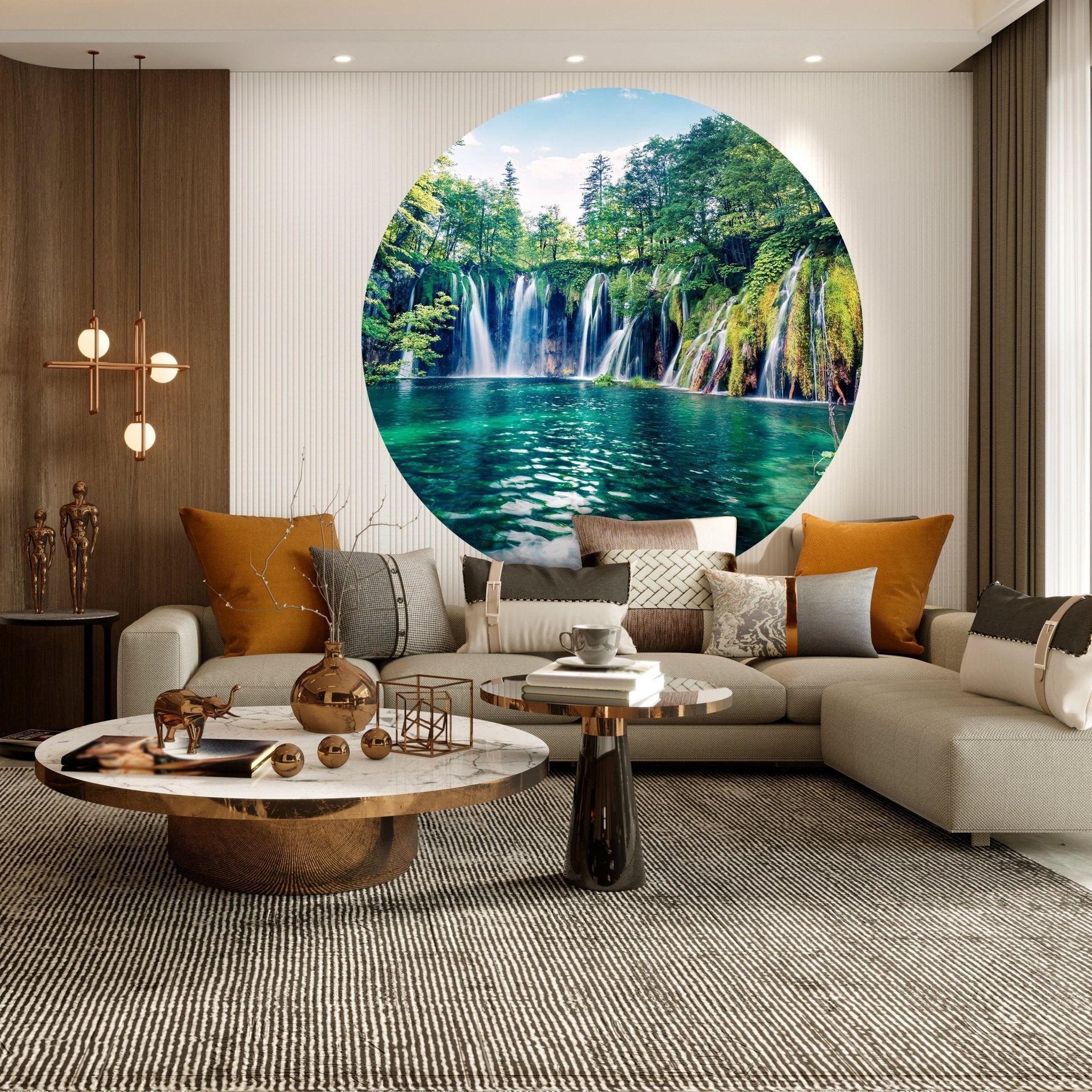 Runde Fototapete Wasserfall mit See M0062 - Bild 3 Runde Fototapete Wasserfall mit See M0062 - Bild 3